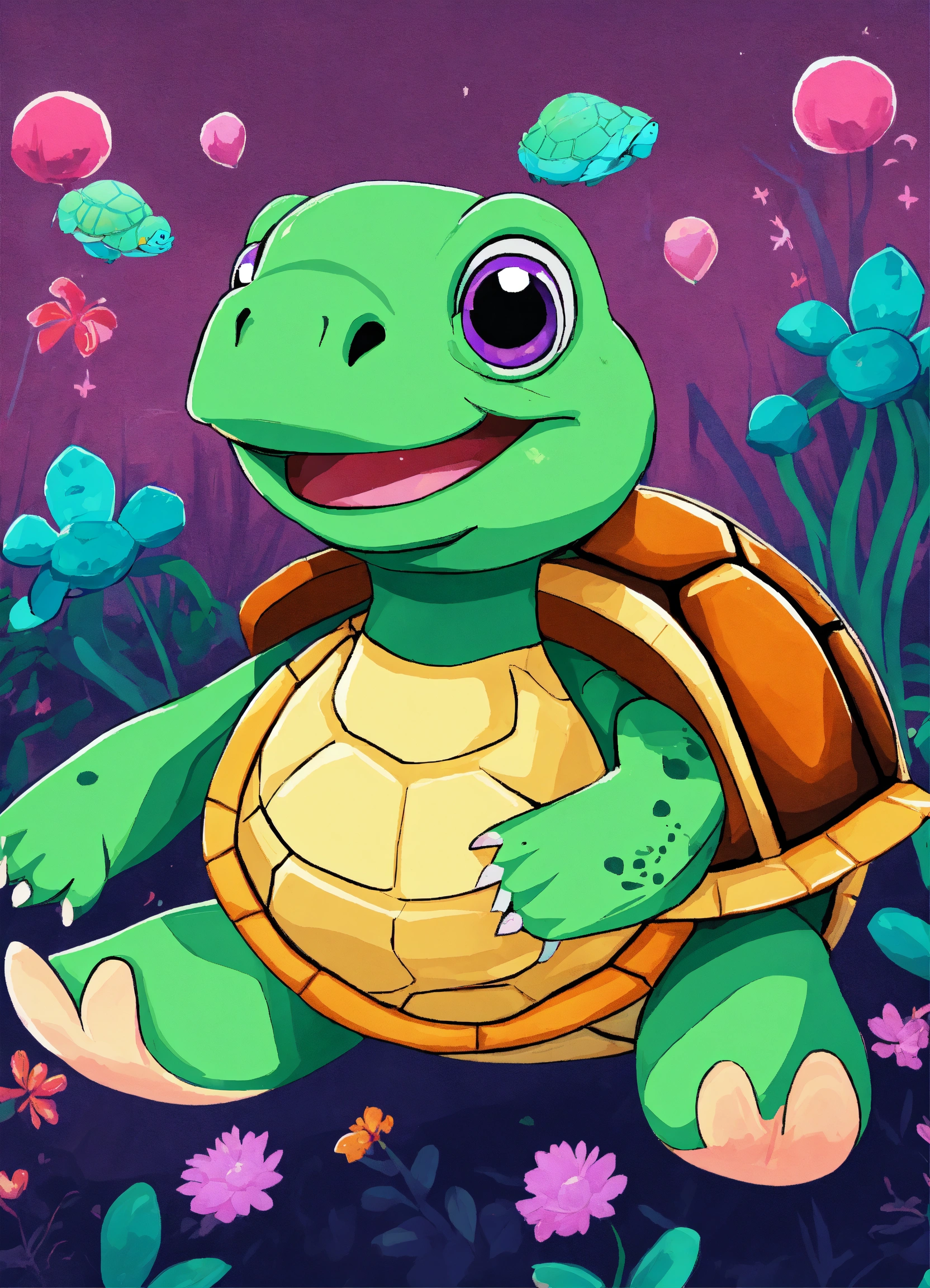 Lexica - Cute turtle digital illustration