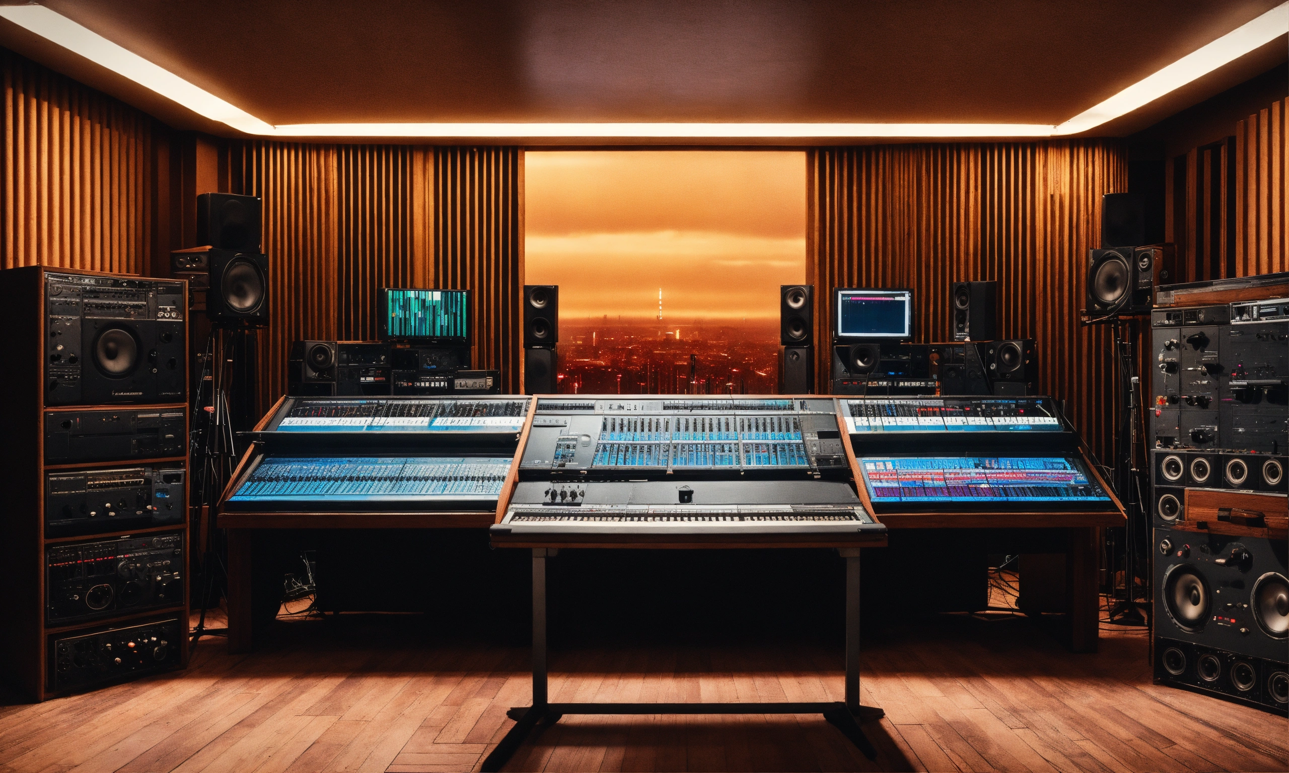 Lexica - 70s audio studio with noire blade runner detective office ...