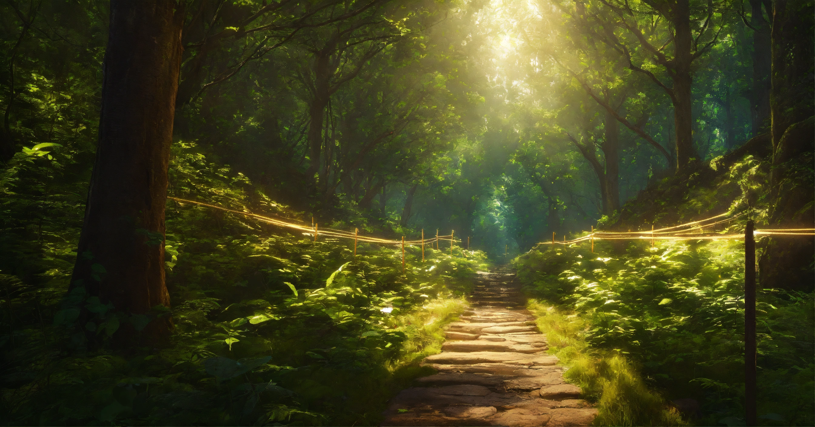 Lexica - A path in a dense forest, with obstacles, magical, mystical ...