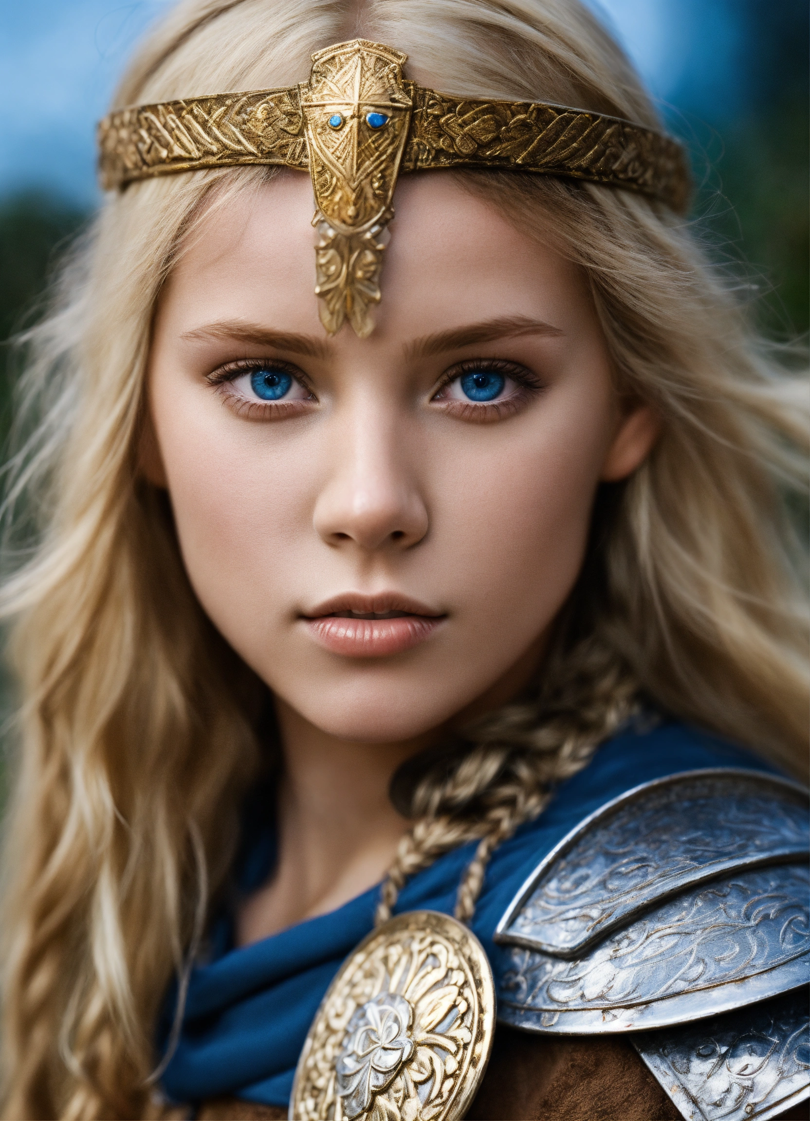 Lexica - Anglo saxon girl blue eyes blonde hair warrior