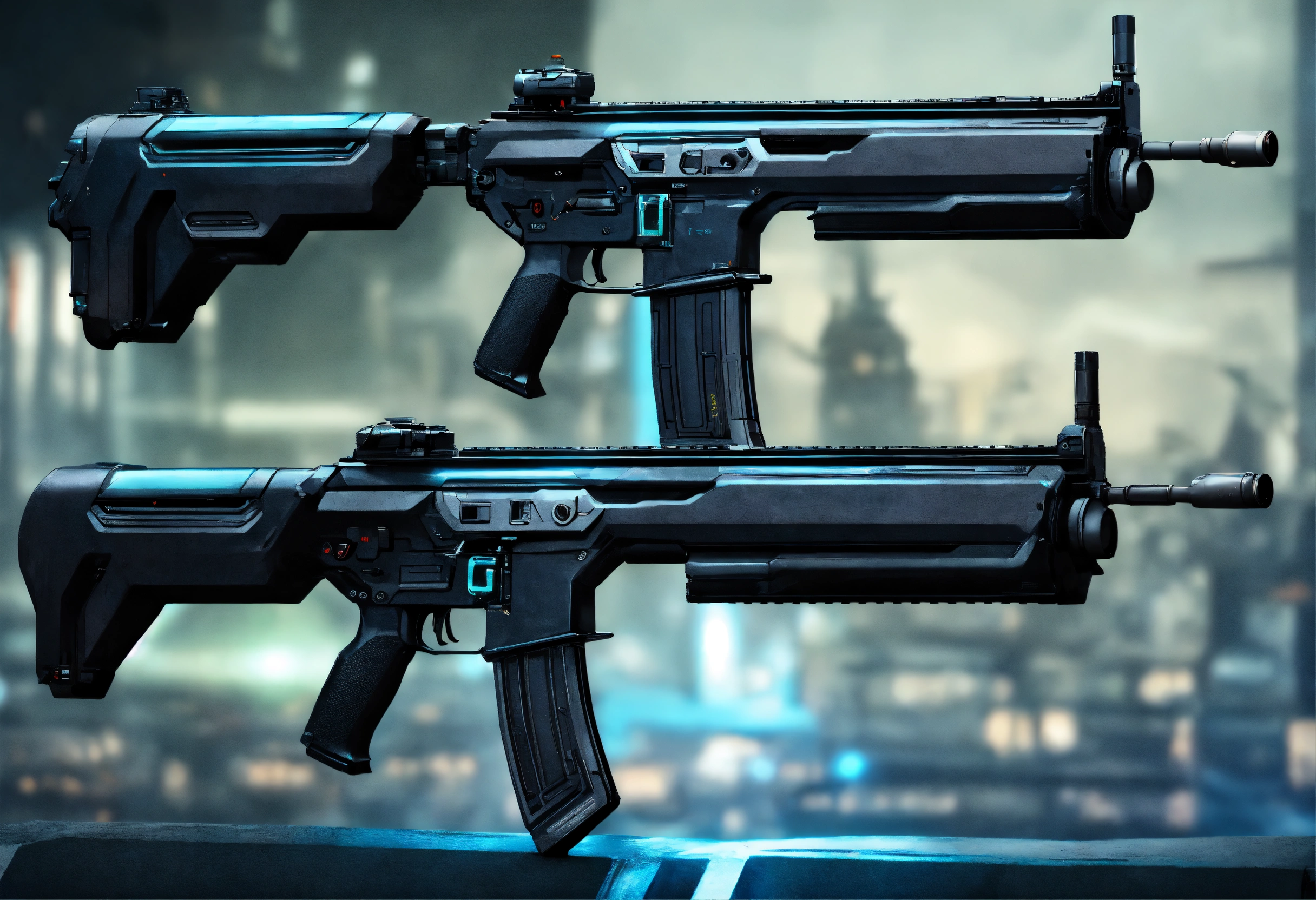 Lexica - Side view of the full image of a black sci fi energy assault ...