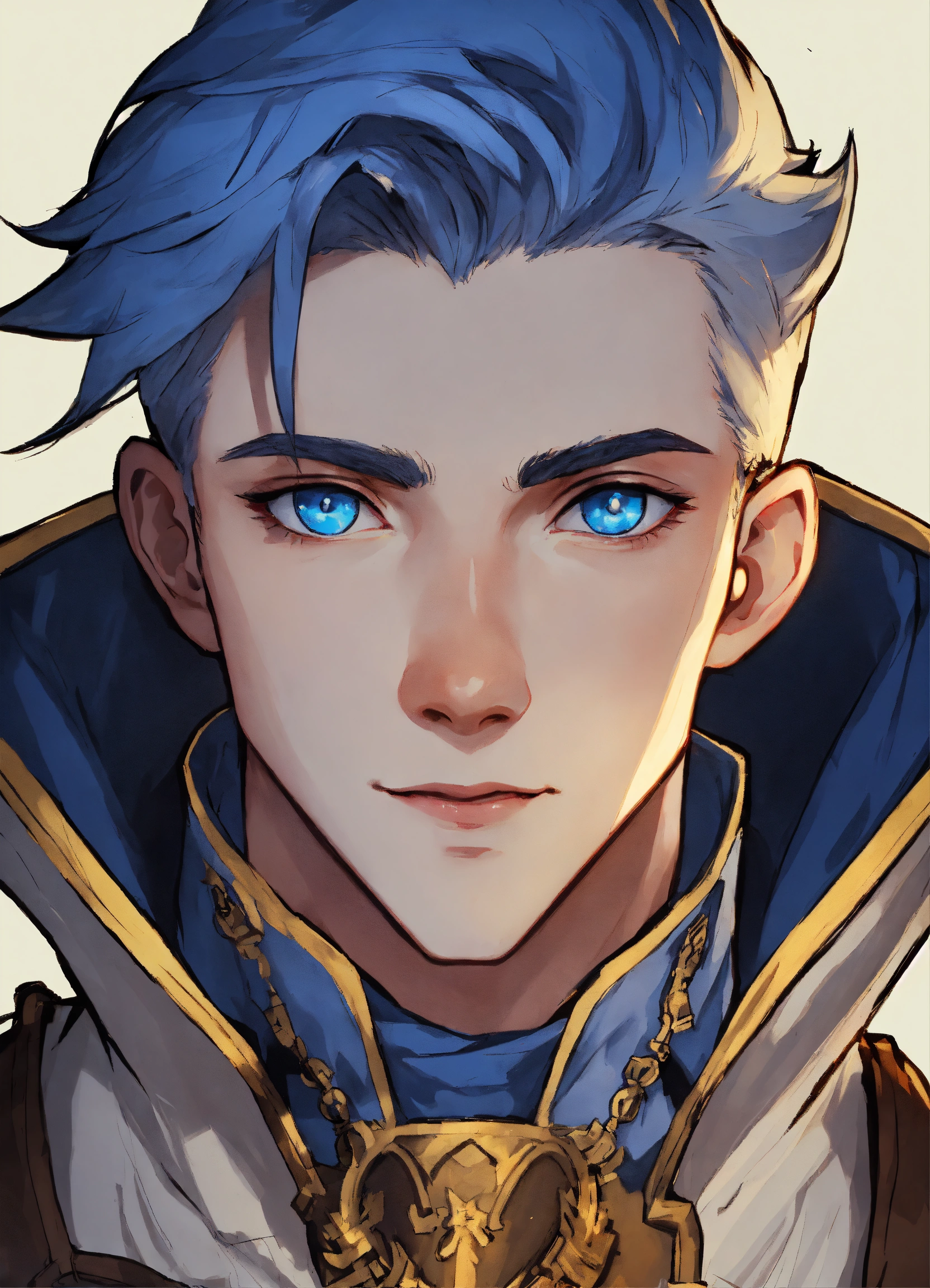 Lexica - A white 20 years old male, blue eyes, smirk, mareshal's outfit ...