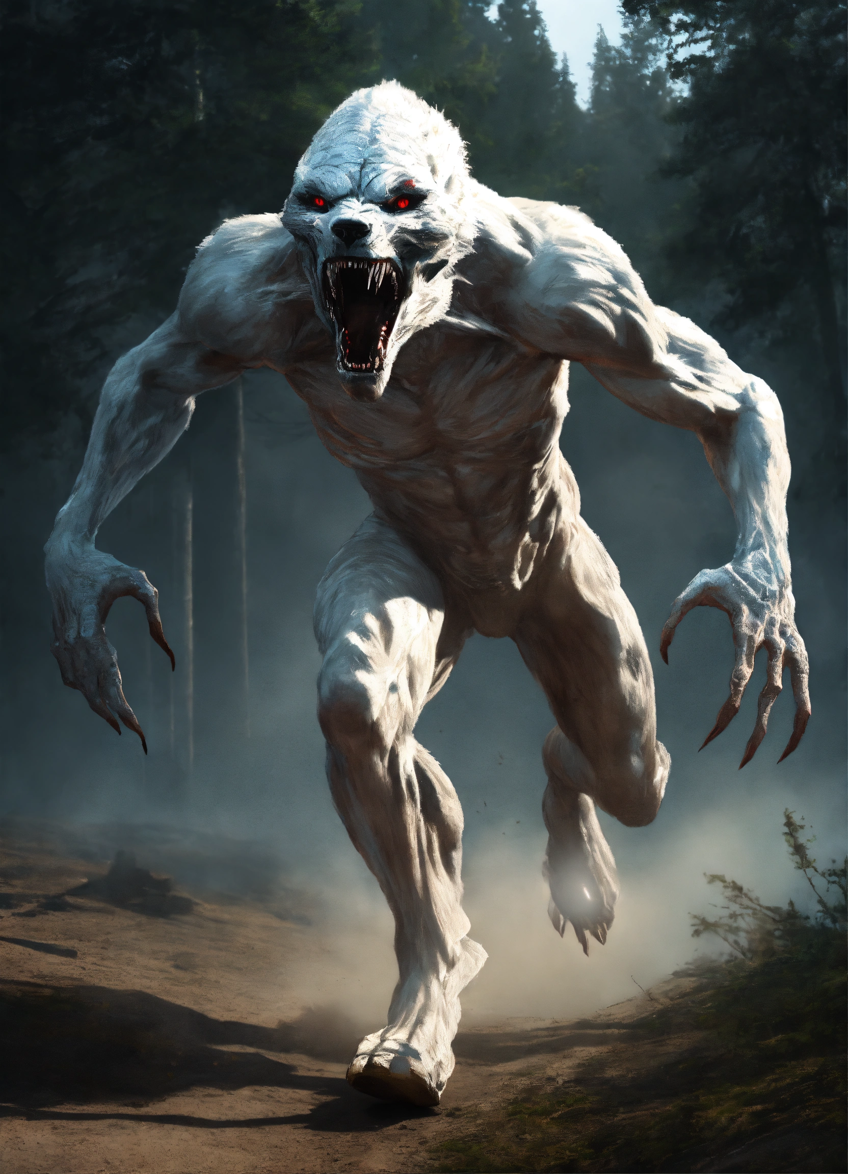 Lexica - Terrifying White SKINWALKER Running In Ultra Realistic Style