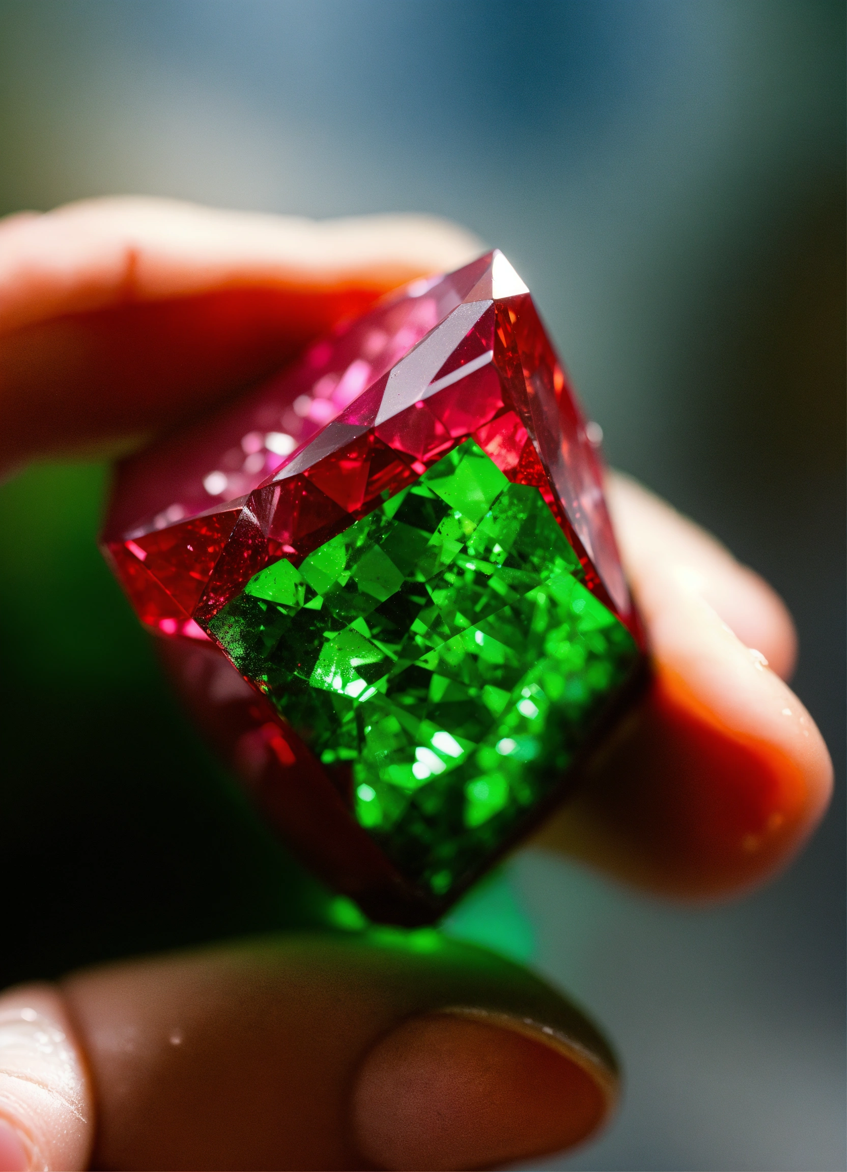 Lexica - Ruby gemstone raw photo, green, bright