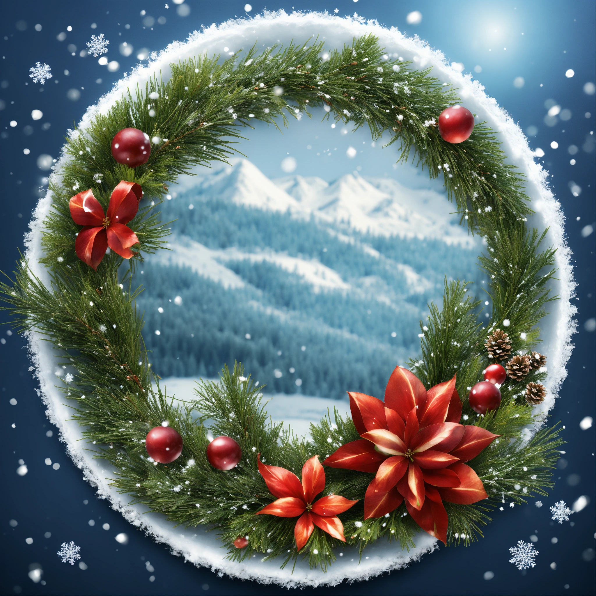 Lexica - Create a beautiful winter round png border