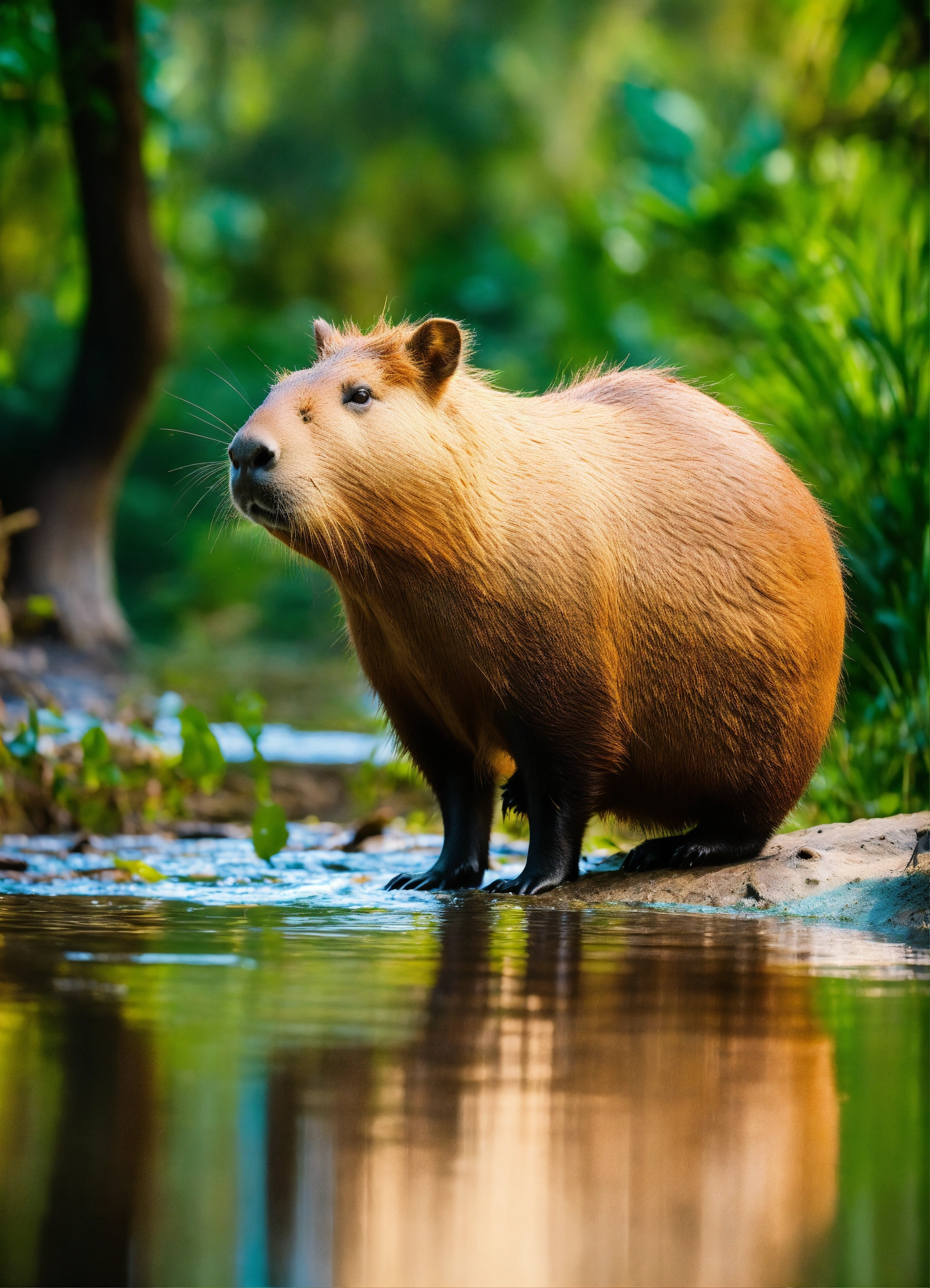 Lexica - Capybara, national geographic, earthy brown, jungle green, sky ...
