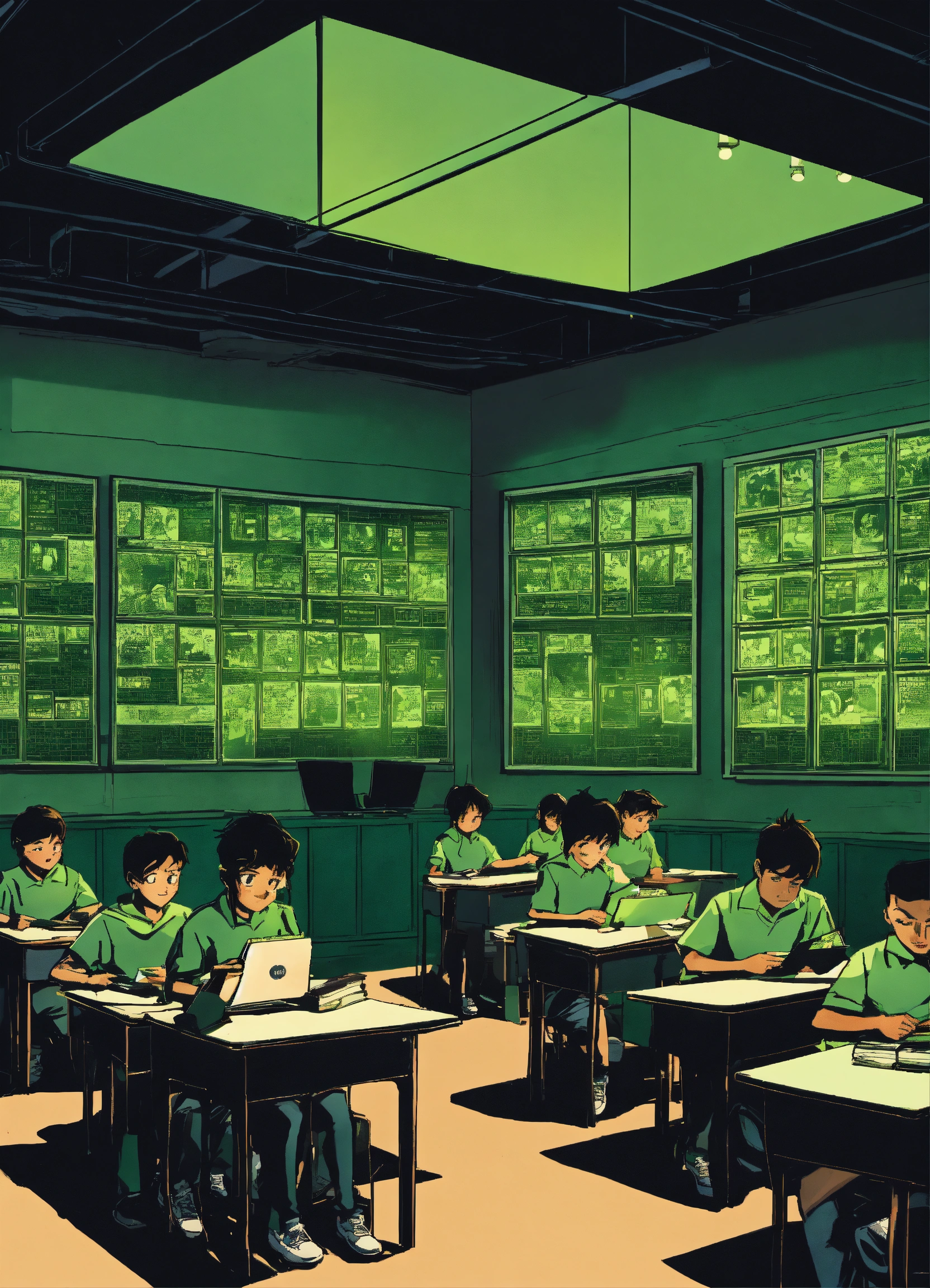 Lexica - Design a comic cartoon poster depicting a classroom where all ...