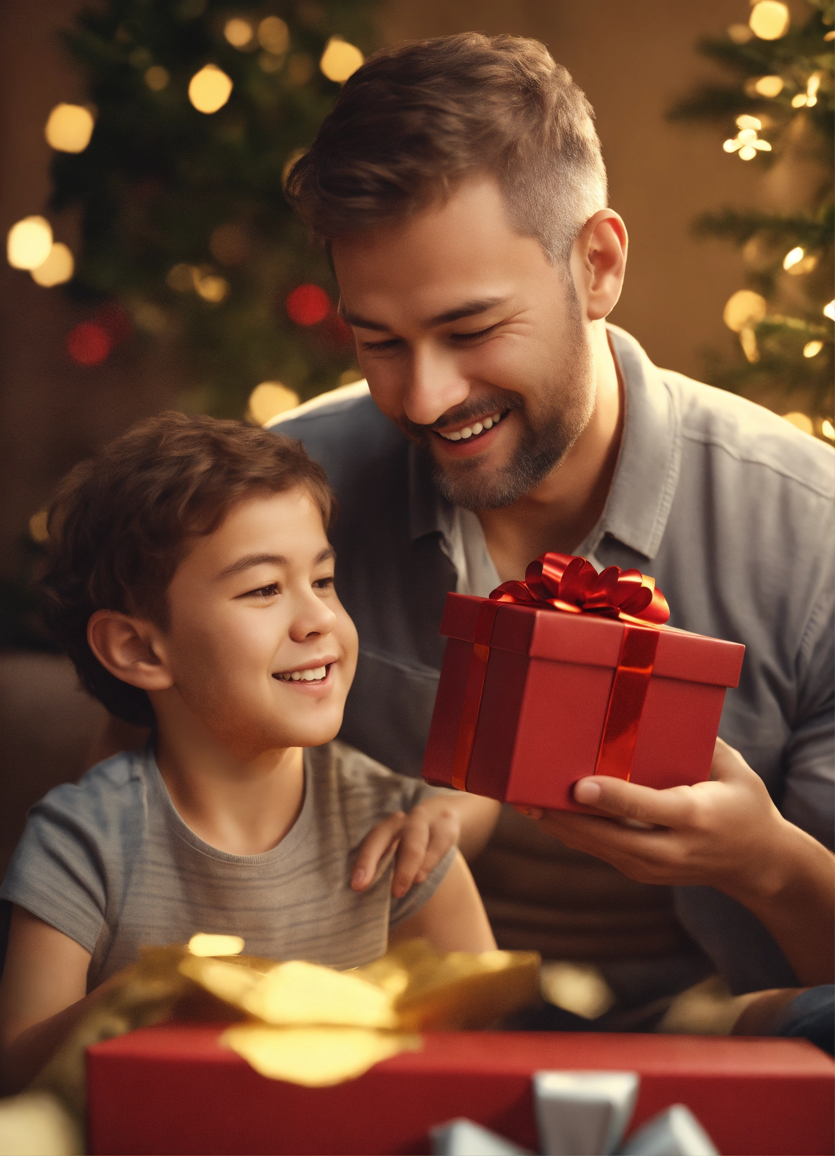 Lexica - Happy dad open a gift box, 4K photorealistic