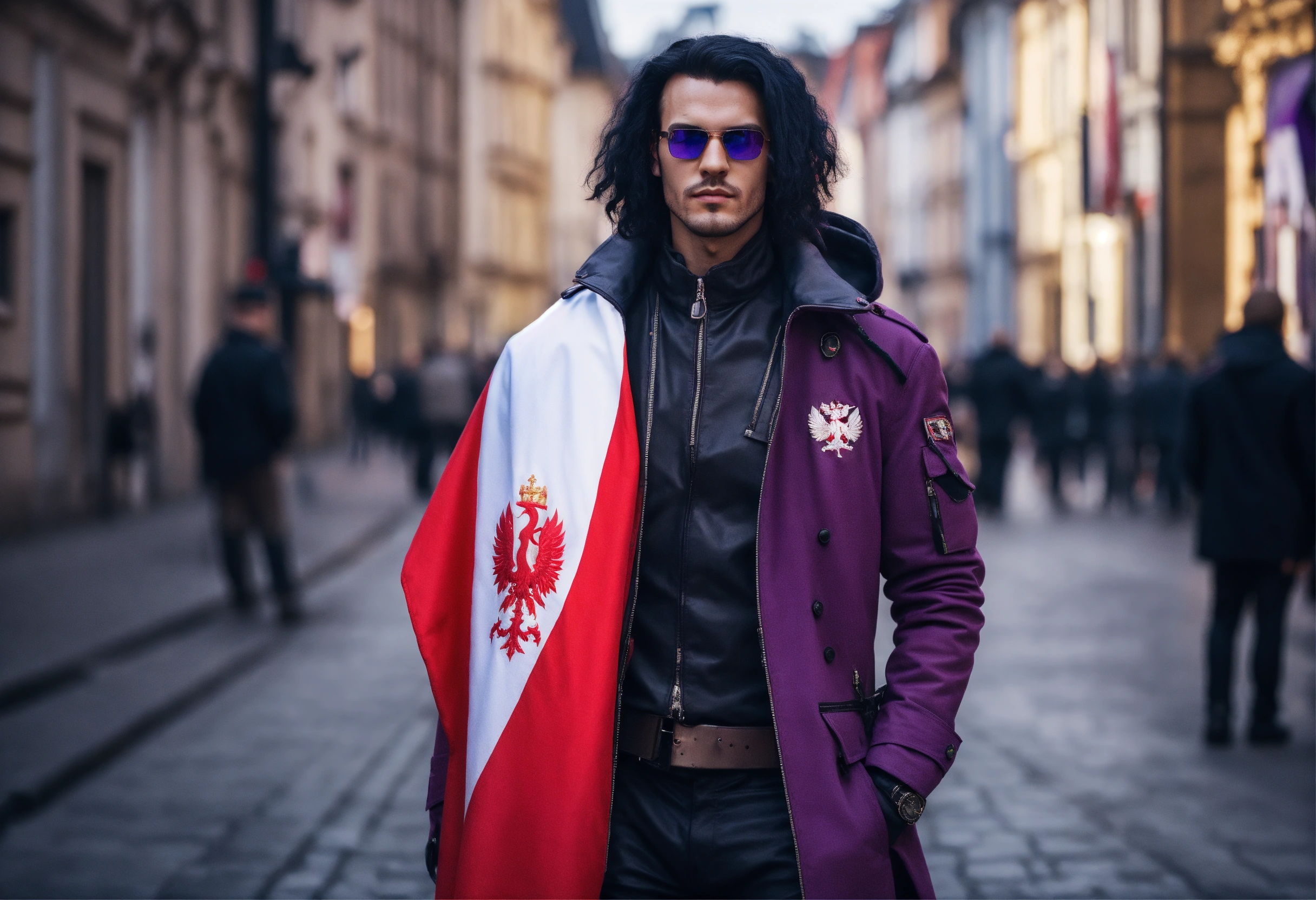 Lexica - Cyberpunk buatiful man with Poland Flag, on street warshaw ...