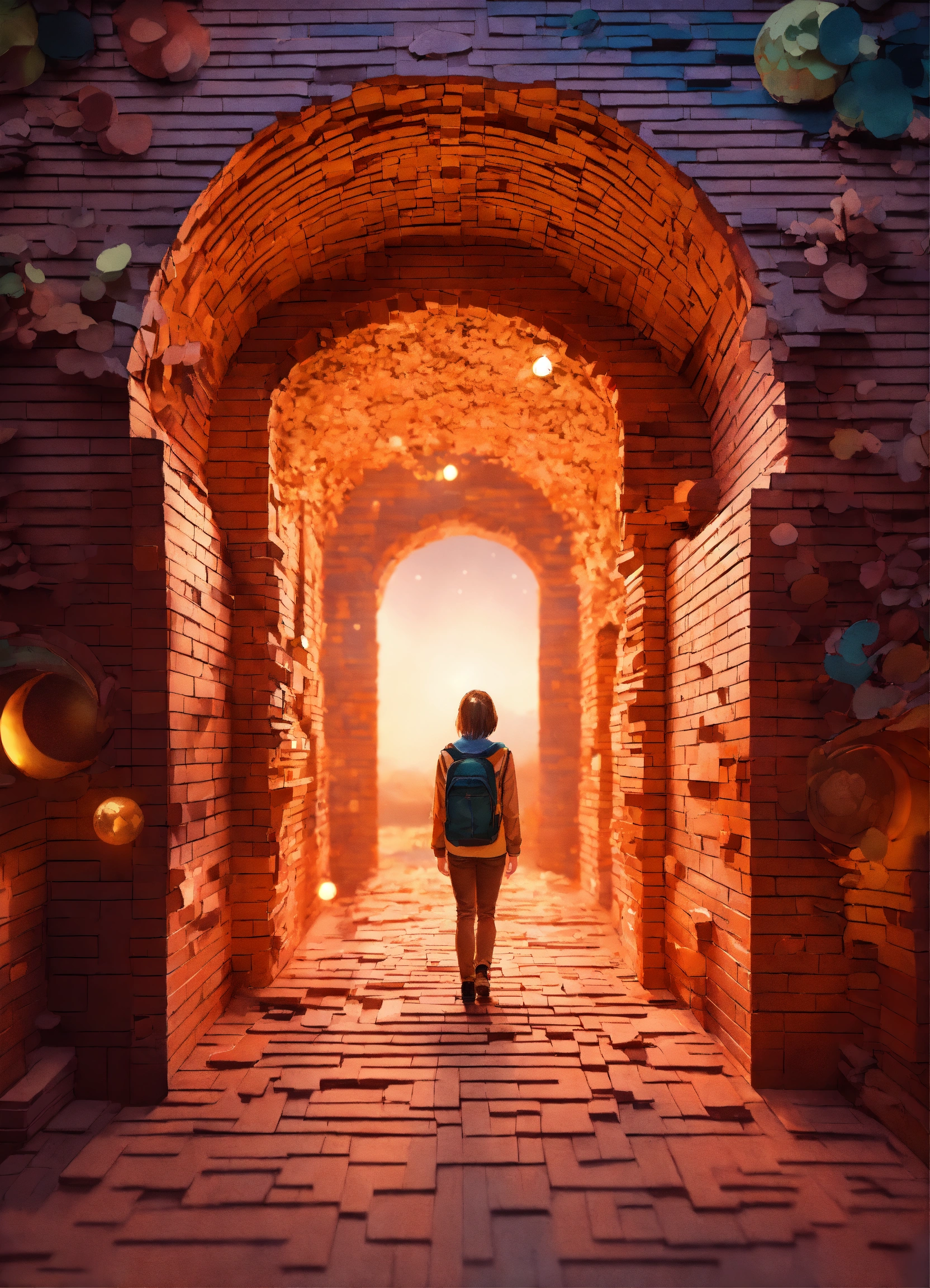Lexica - Multi dimensional brick cut craft, paper illustration, tunnel ...