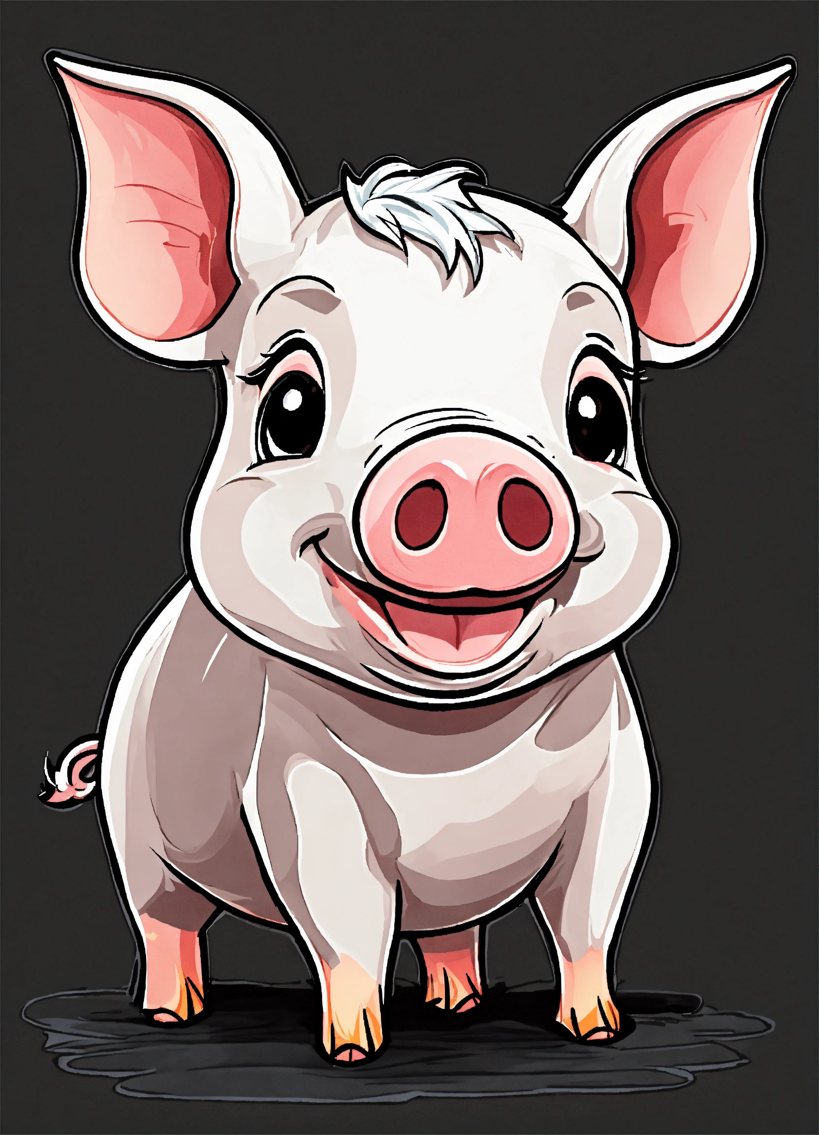 Lexica - Generate a cute FARM PIG, super eye-catching illustration ...