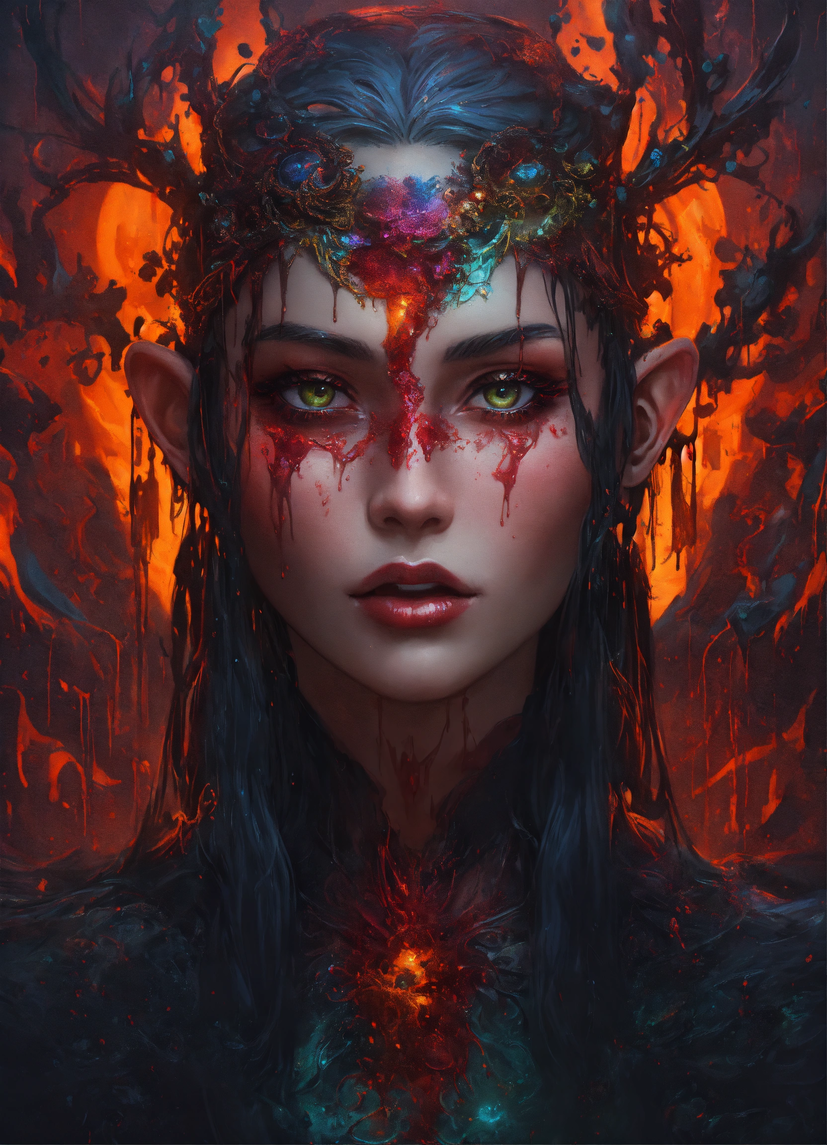 Lexica - Splash art, a quirky liquid portrait of a hauntingly beautiful ...
