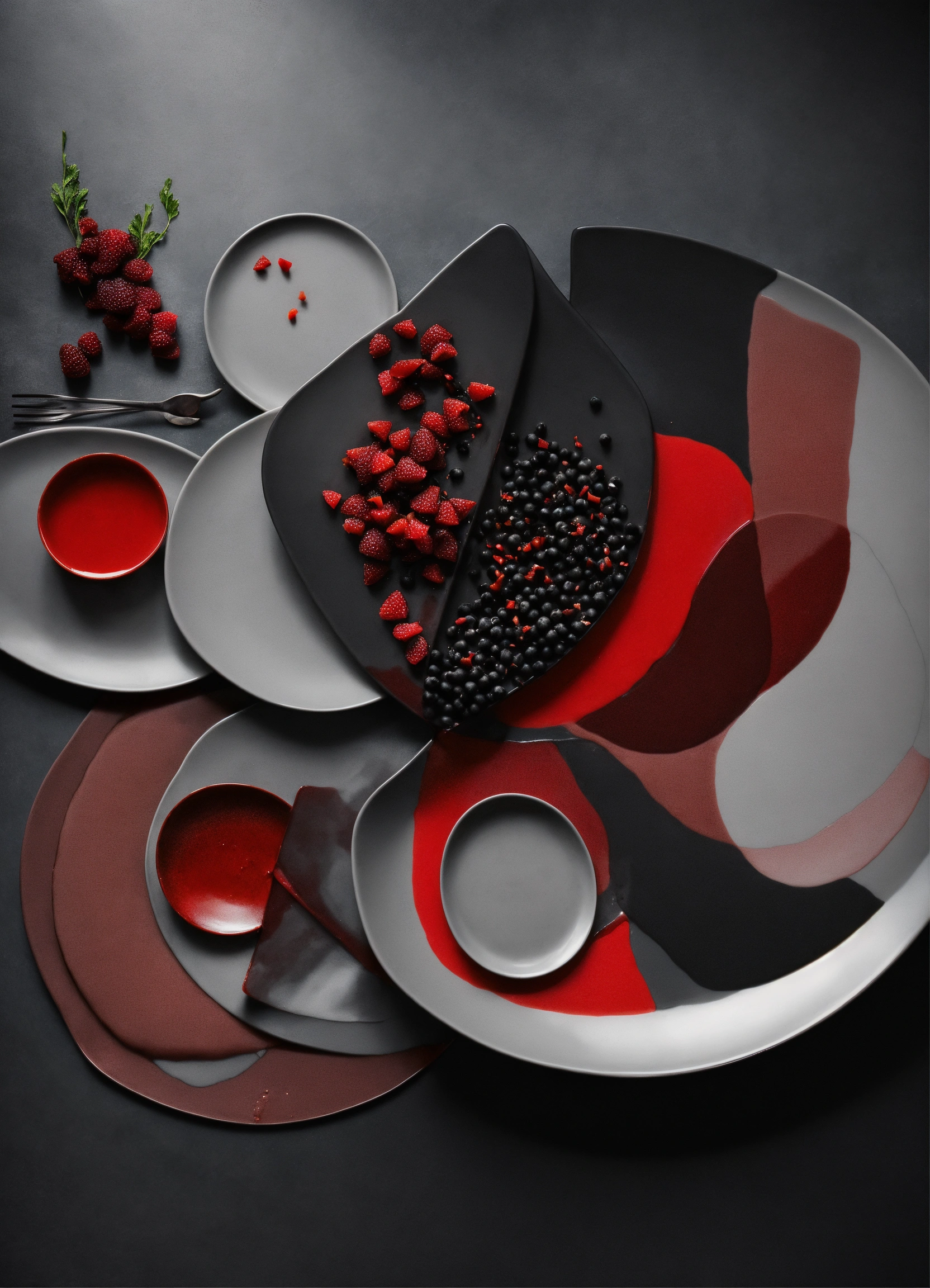 Lexica - Make an abstract image with a culinary theme in gray, black ...