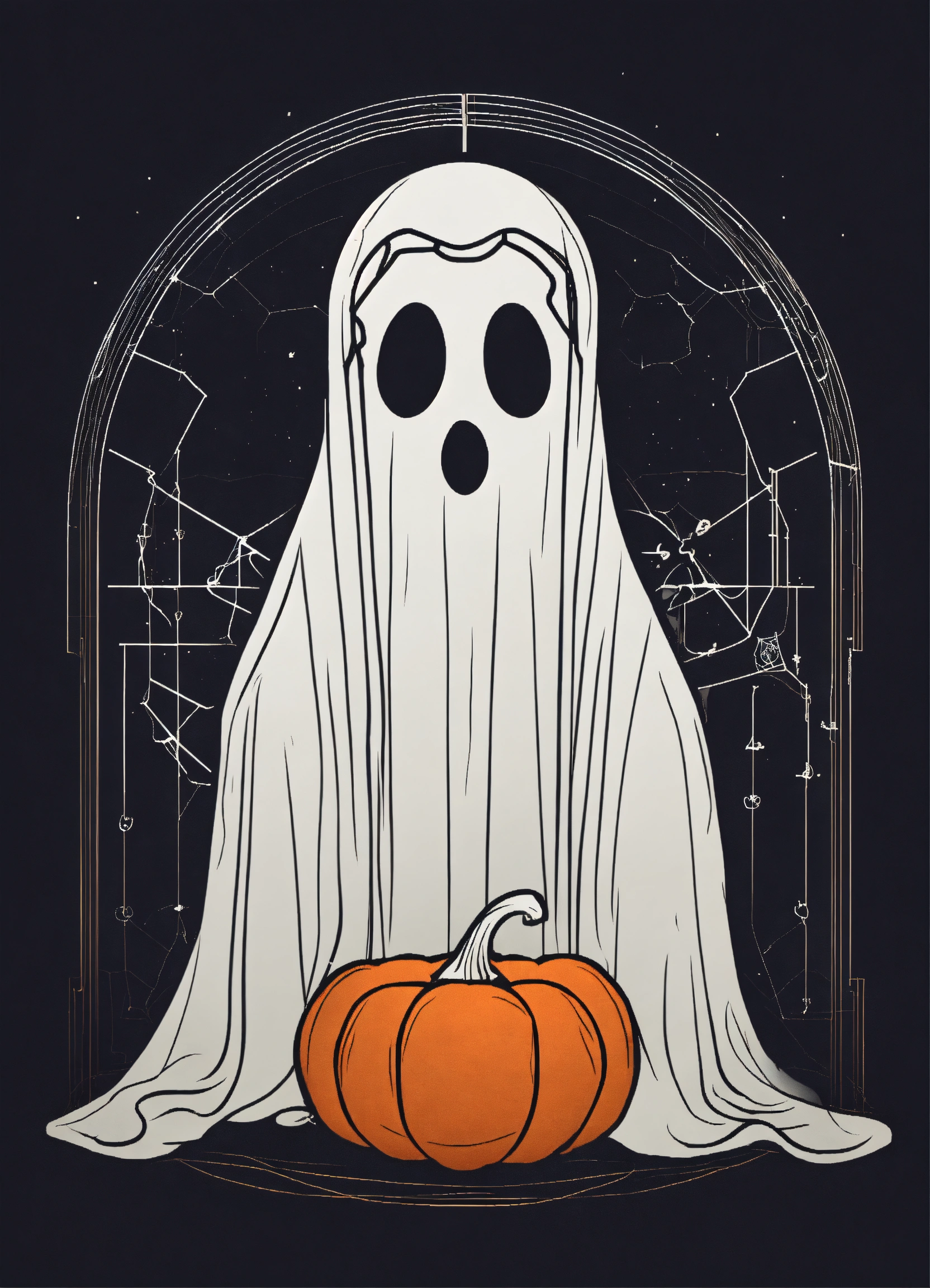 Lexica - Minimalist halloween ghost lineart