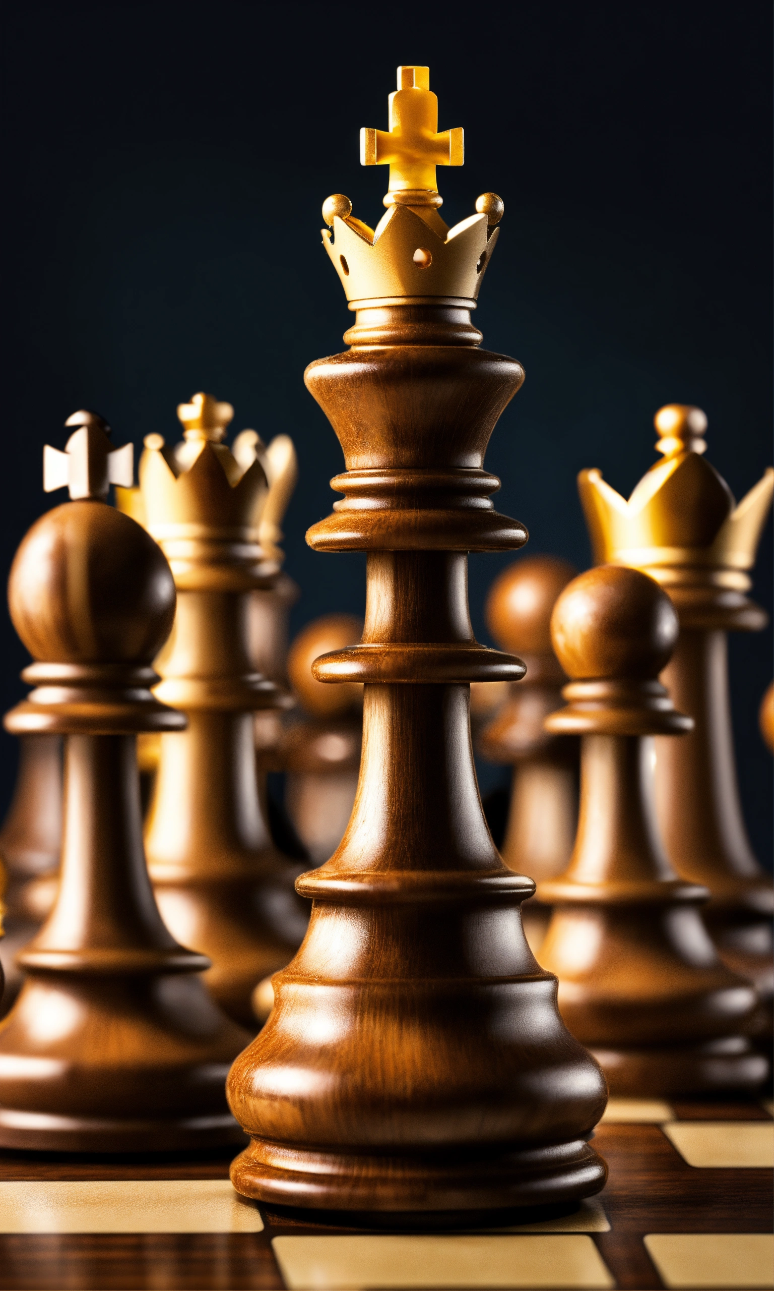 Lexica A front view of a chess game with with lots of pawns and 3