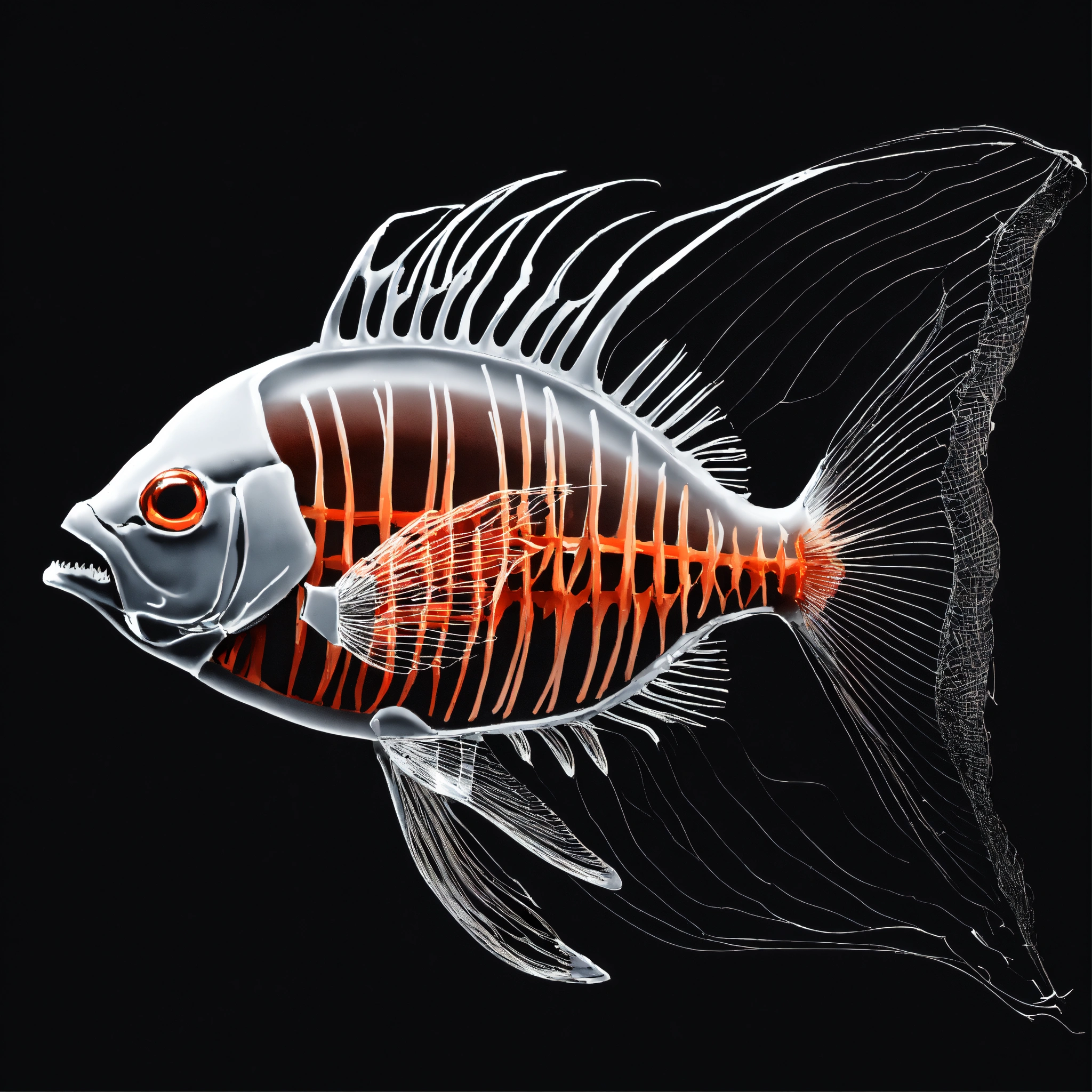 Lexica - One fish skeleton, which is half with meat, half without meat ...
