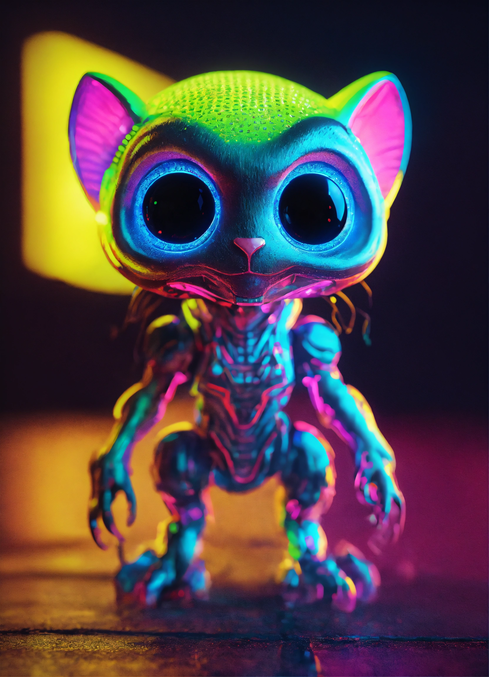 Lexica - Gelly cute adorable alien monster, full-body, neon glow colors ...