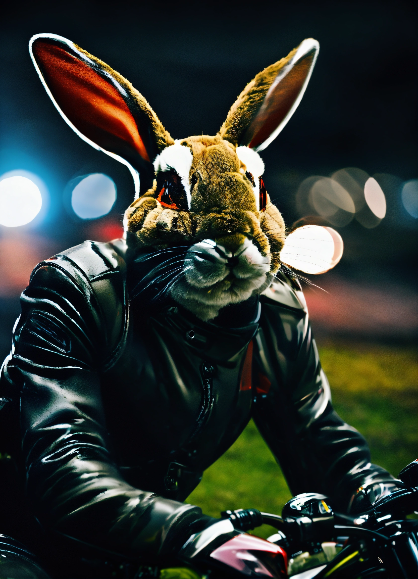 Lexica - (((the rabbit motorcycle racer))) cinematic portrait shot at a ...