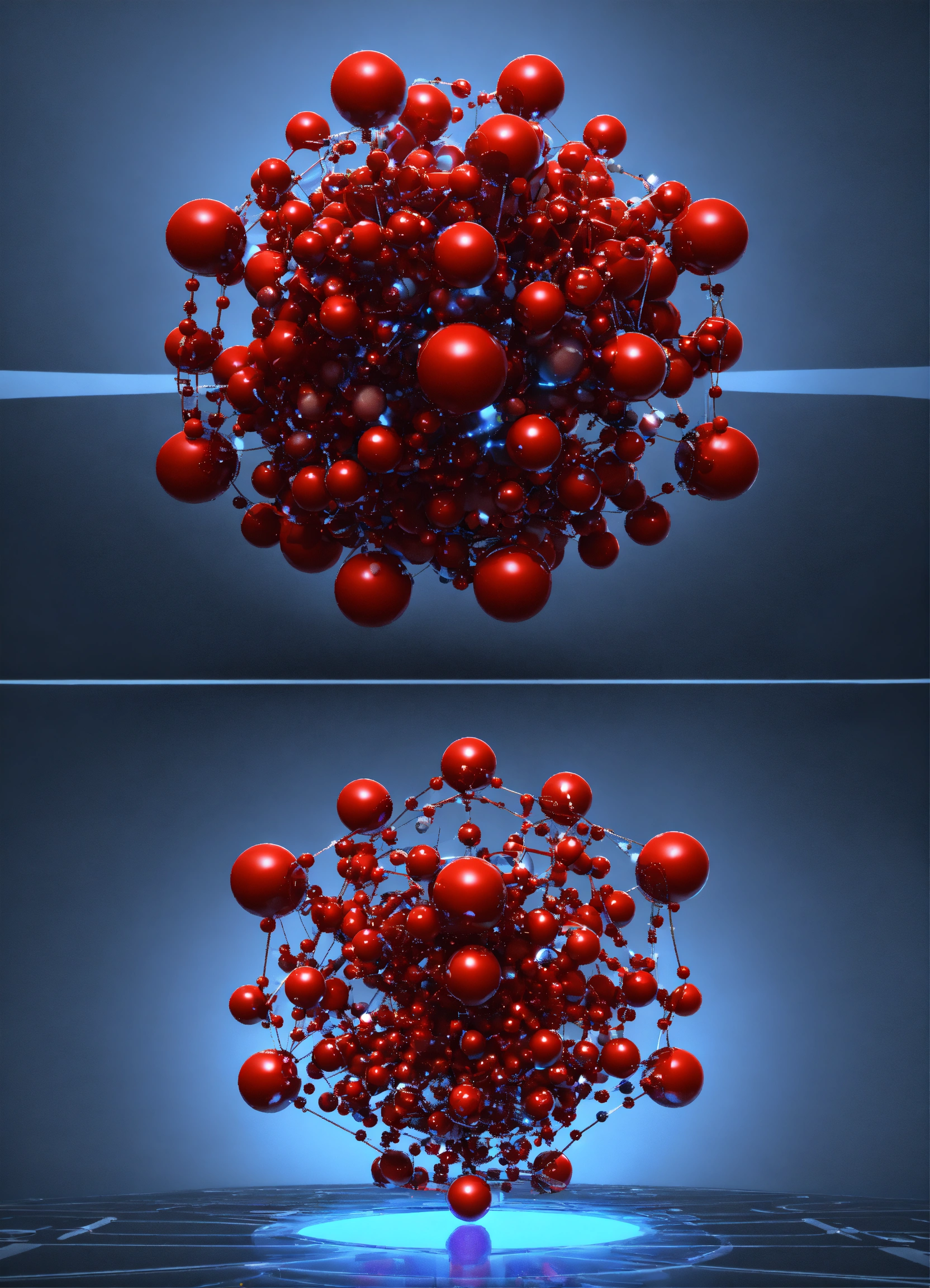 Lexica - Accelerating red molecule creates futuristic 3d perspective effect
