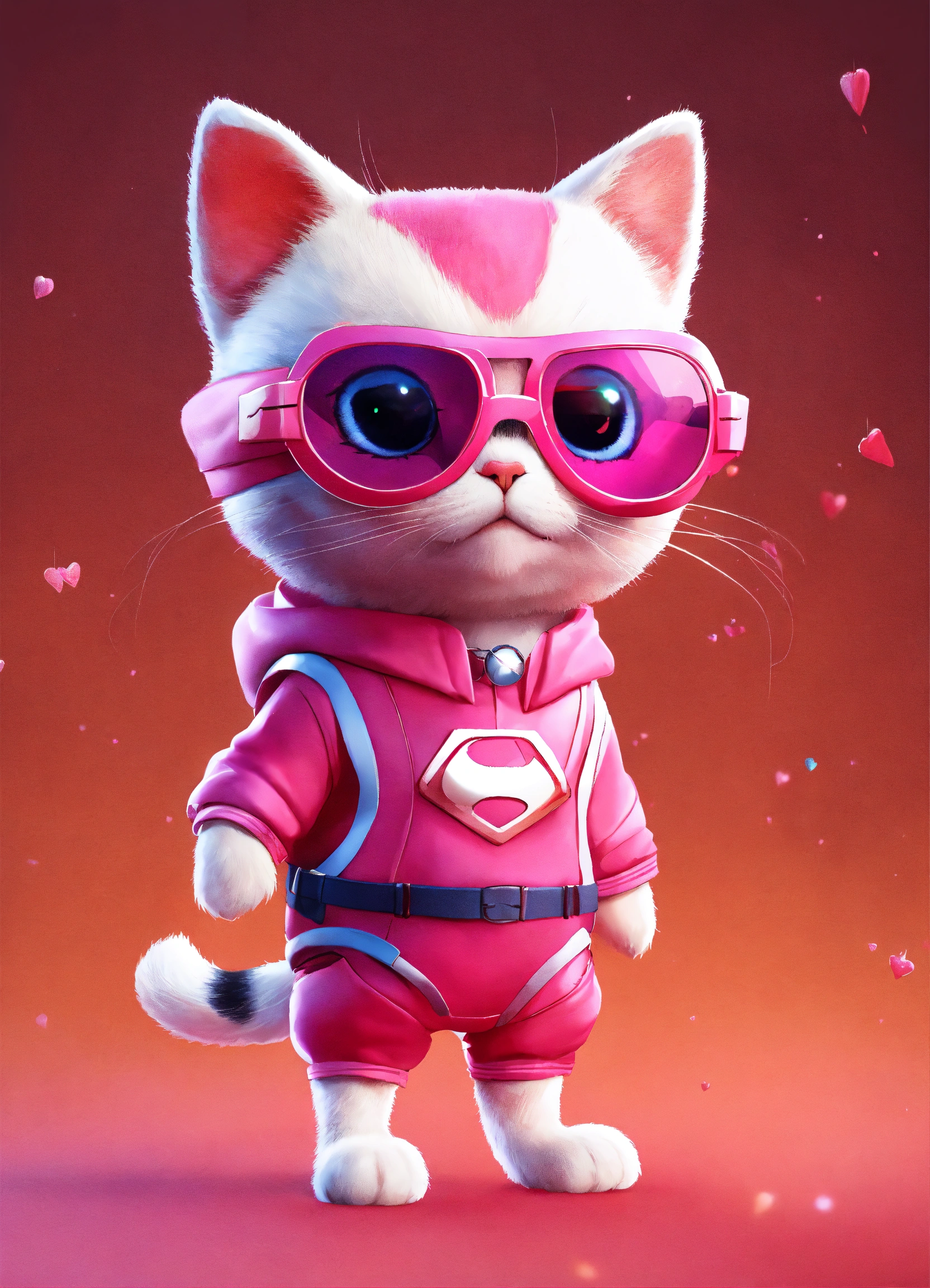Lexica - Full-bodied portrait, cute and adorable cartoon cat wearing ...