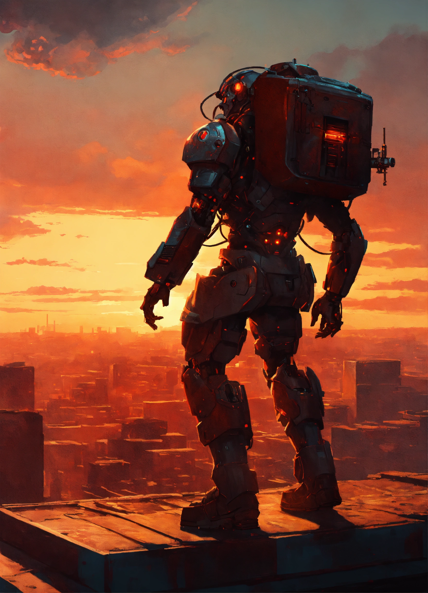 Lexica - An evil cyborg with a rusty, bulky body runs forward. the ...