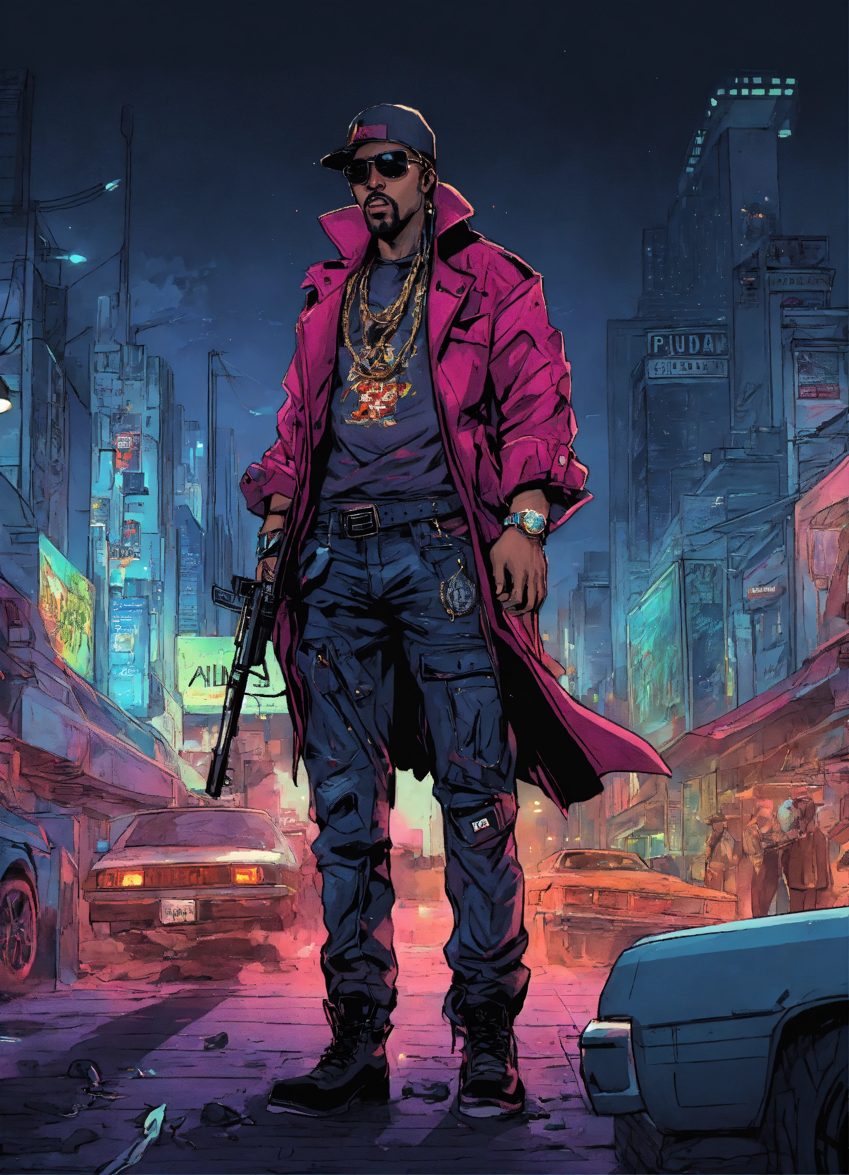 Lexica - A crazy gangster rap, heavy metal mix music style, comic art ...
