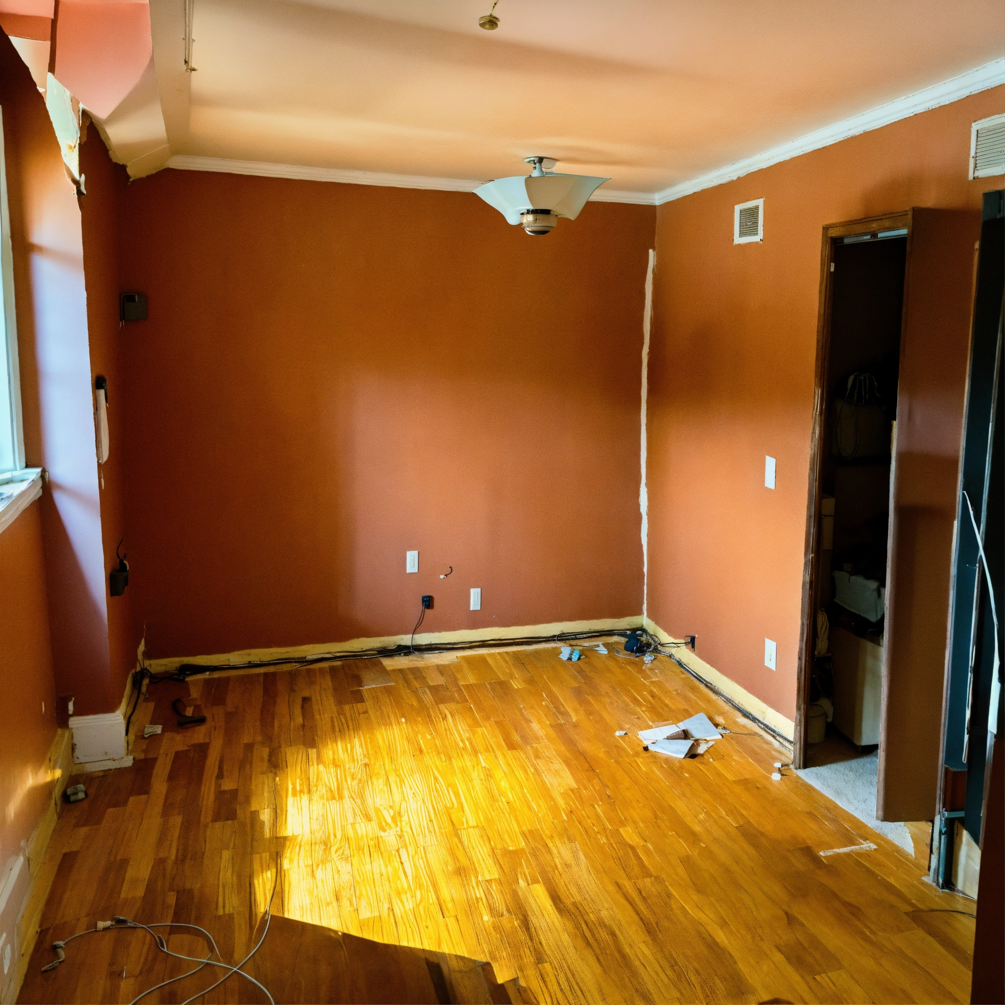 Lexica - Image A split-image of a room, with one side showing its ...