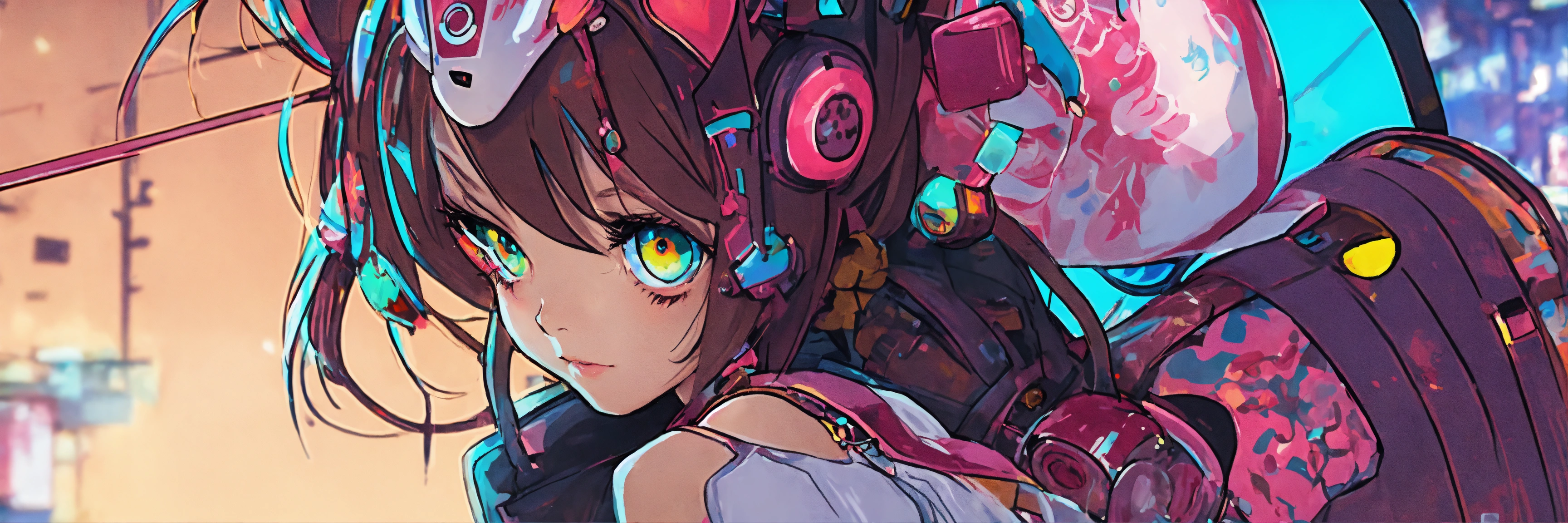 Lexica - Abstract style anime art of a cat girl in cyberpunk, 4k ...