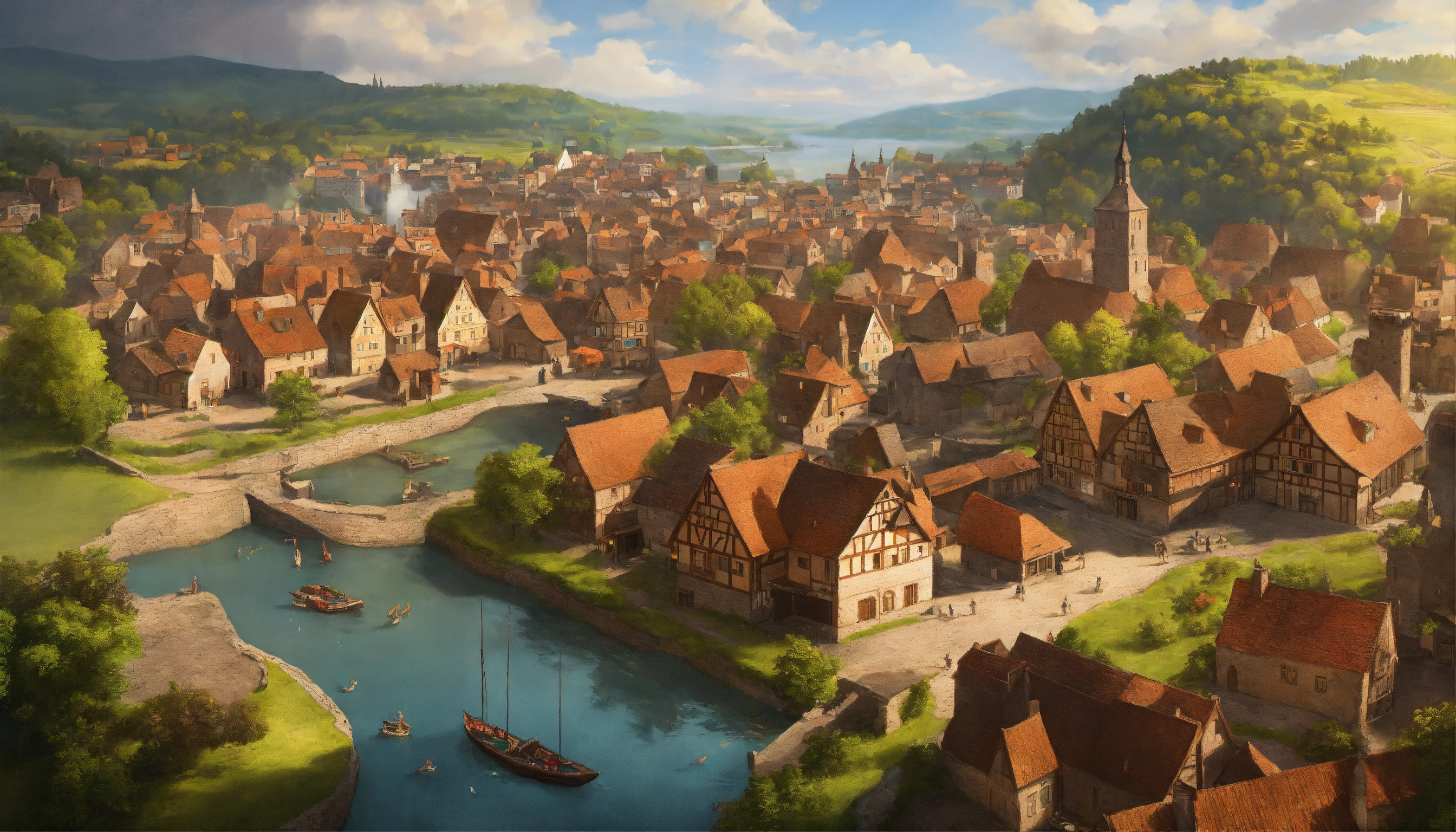 Lexica - Highly realistic, photography, Bird's eye view of a medieval ...