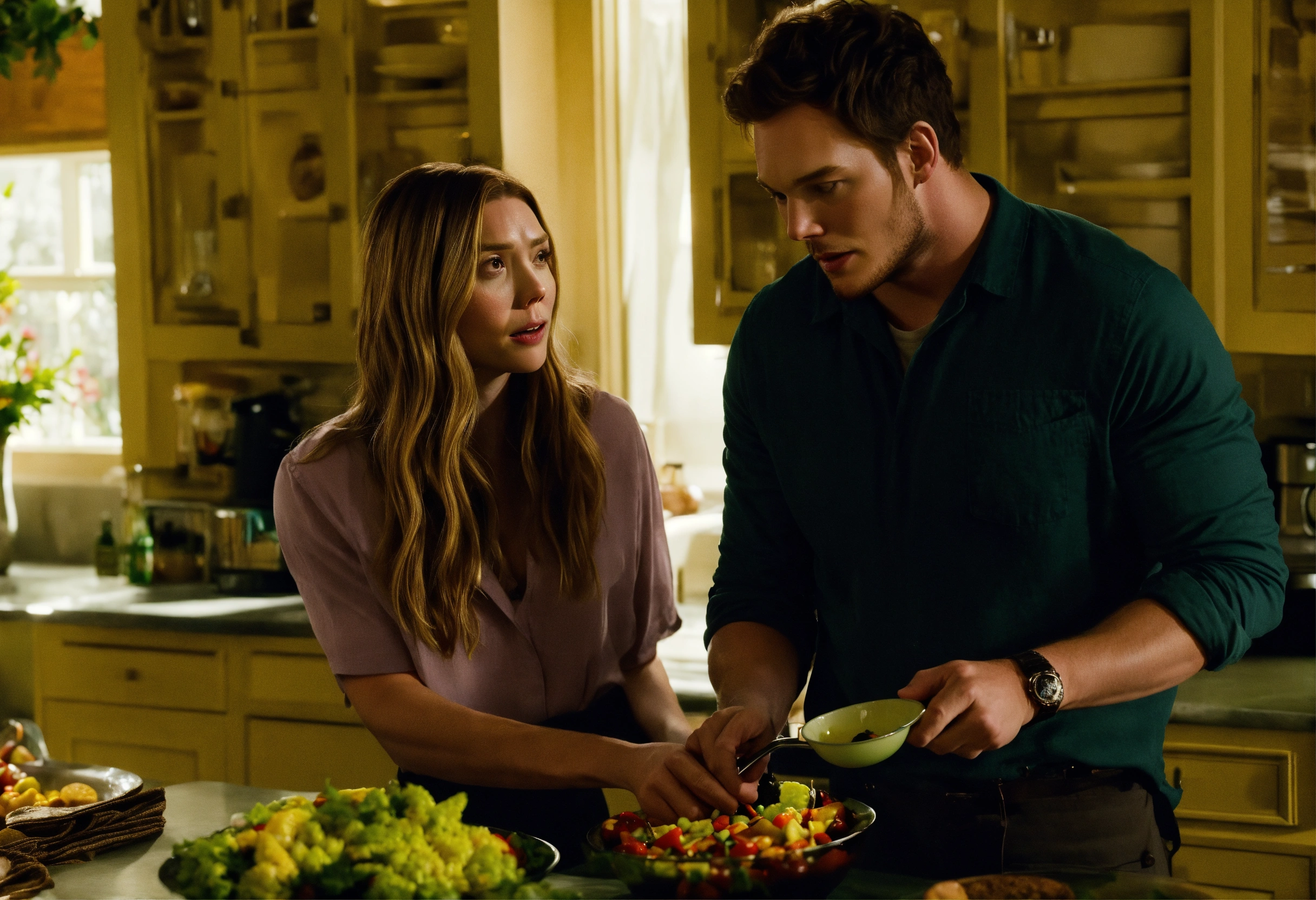 Lexica - Elizabeth Olsen and Chris Pratt is a couple in the kitchen