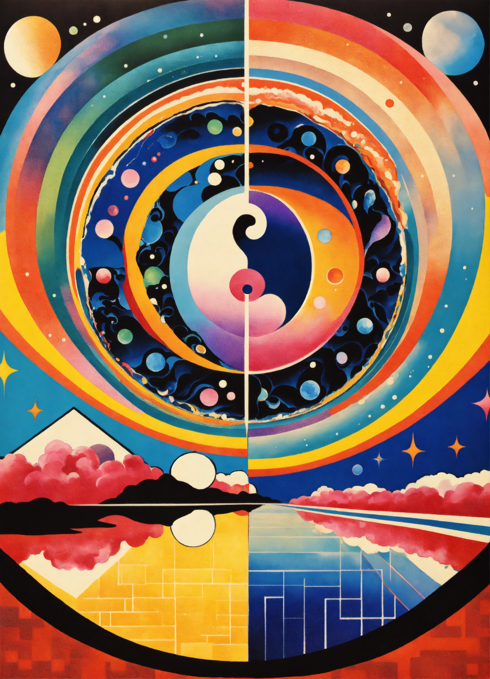 Lexica - Japanese vintage poster ,psychedelic ying yang dripping ...