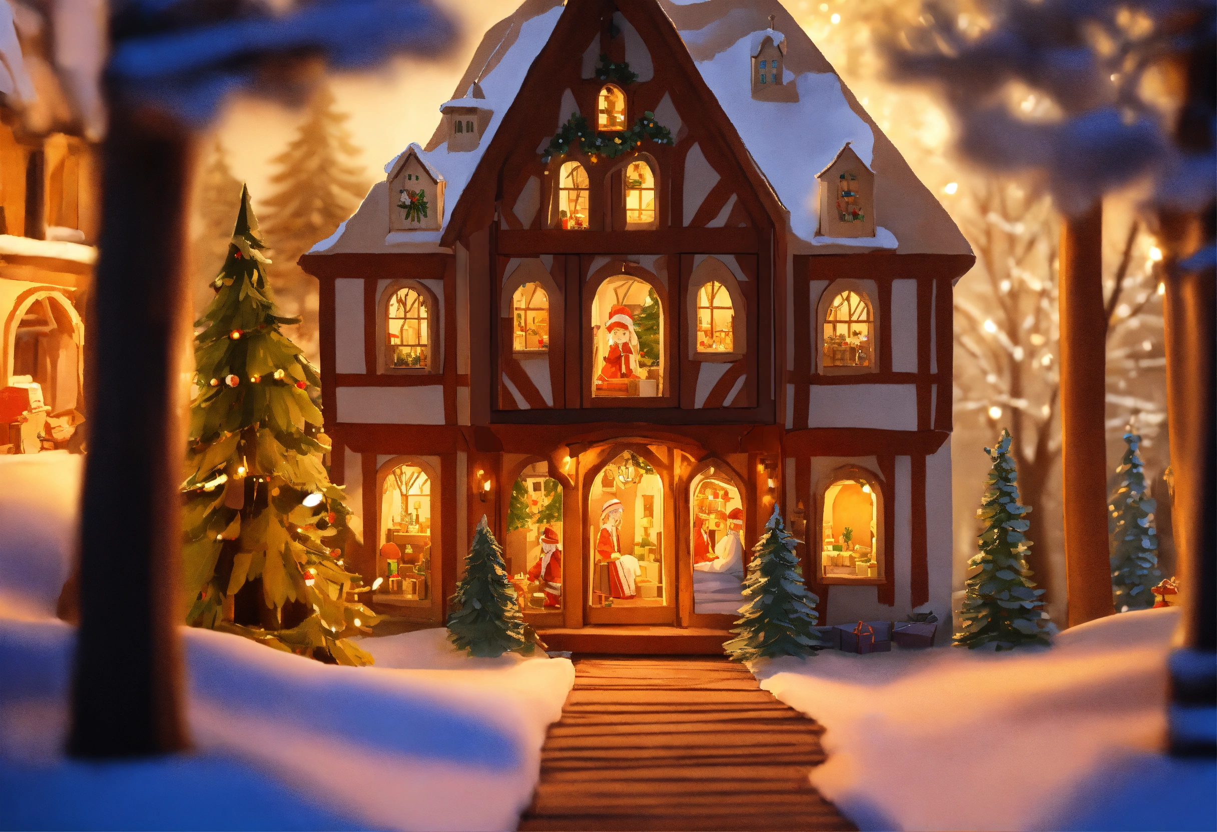 Lexica - Wood kraft layered Christmas Candle Holder Ornament Forest ...