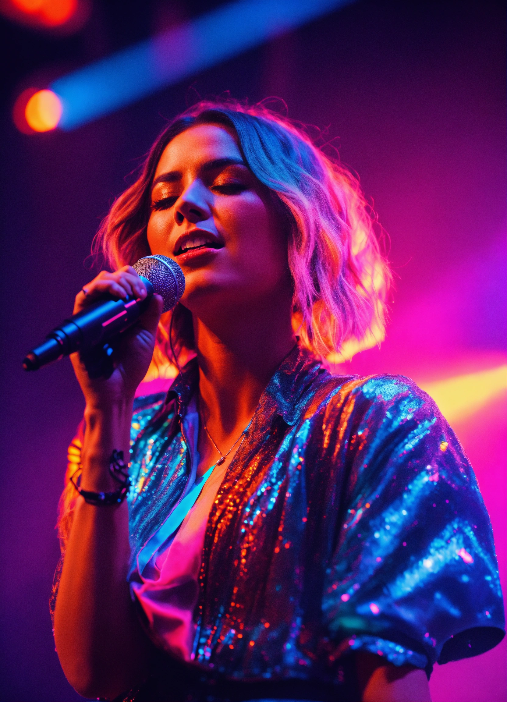 Lexica - Cinematic photography, modern, female singer on stage ...