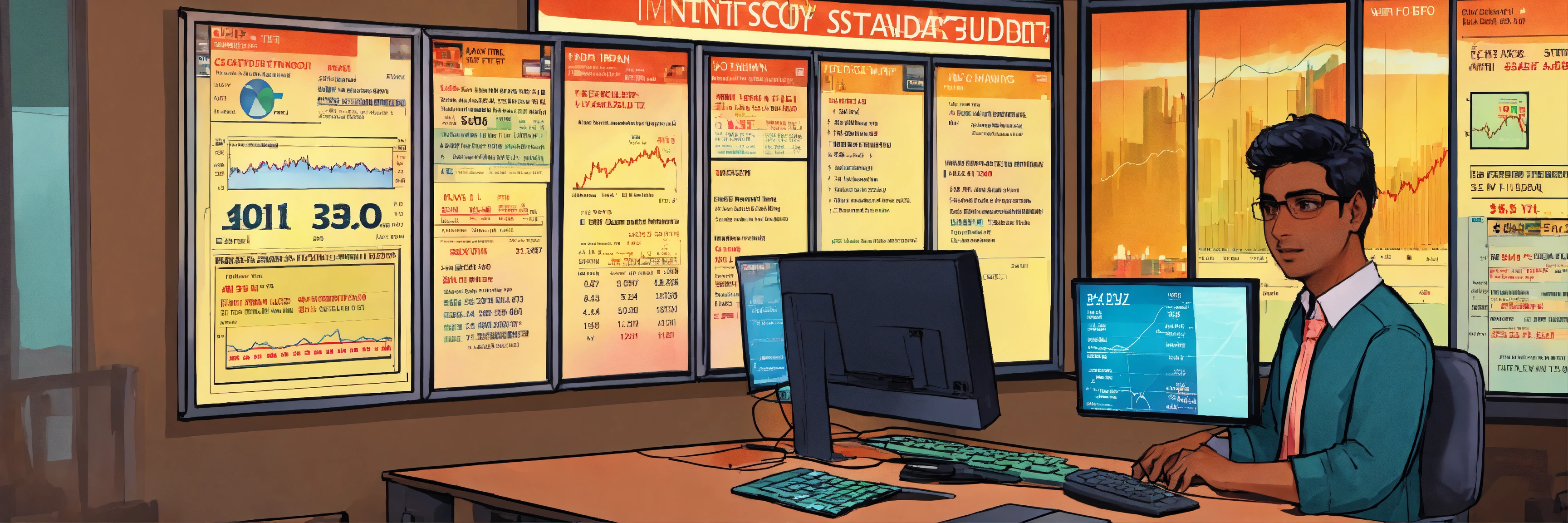 Lexica - Ravi making investments, with a computer screen displaying