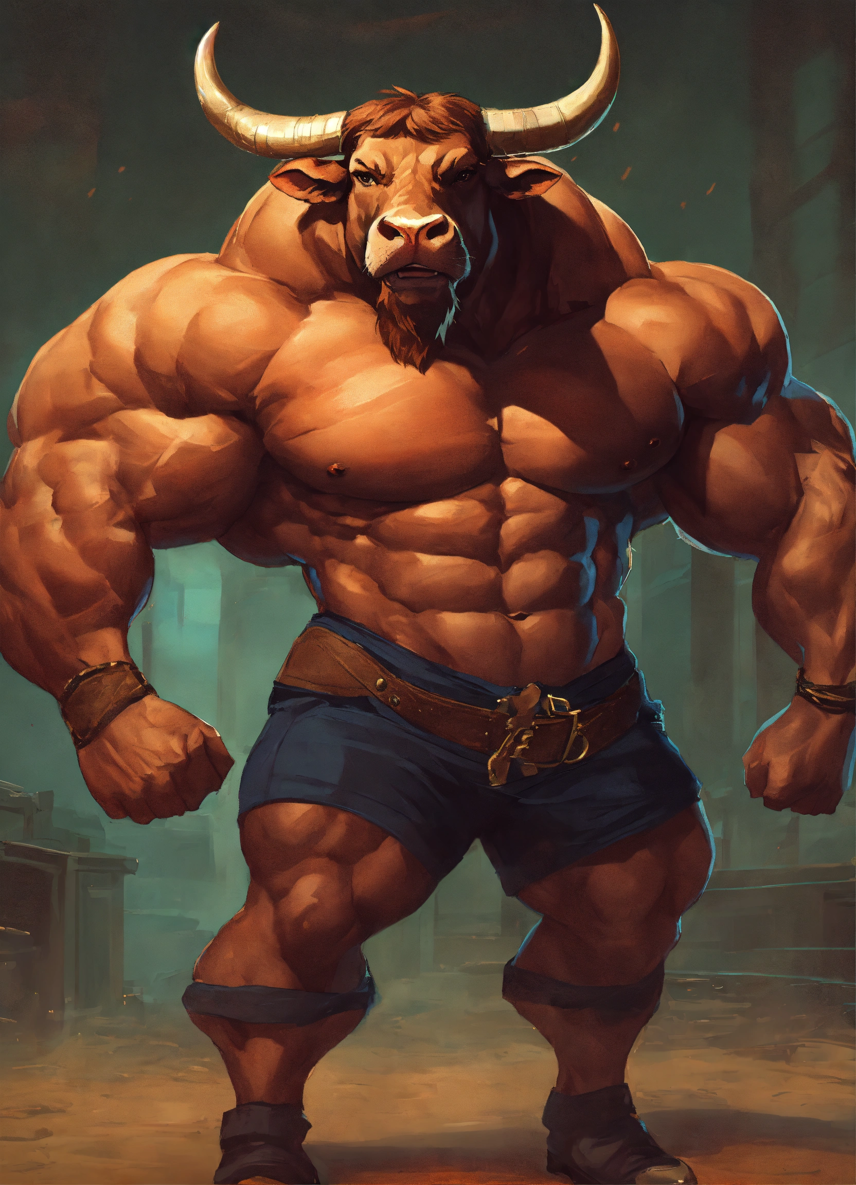 Lexica - A riped bull with abs that flex his arms