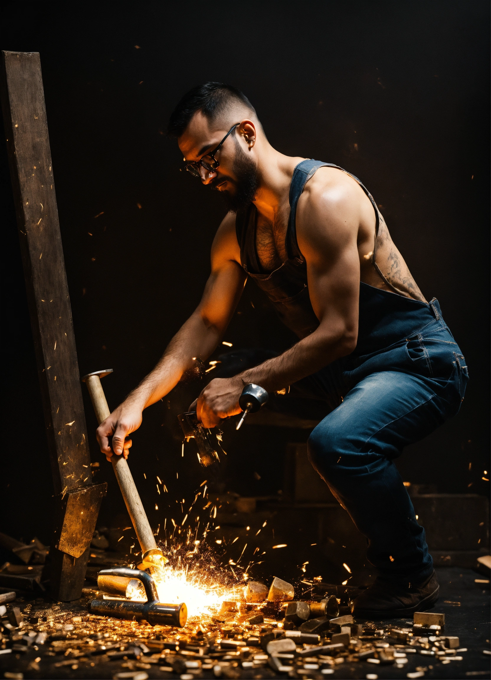 Lexica - A man who creates himself by a hammer while looking at others ...