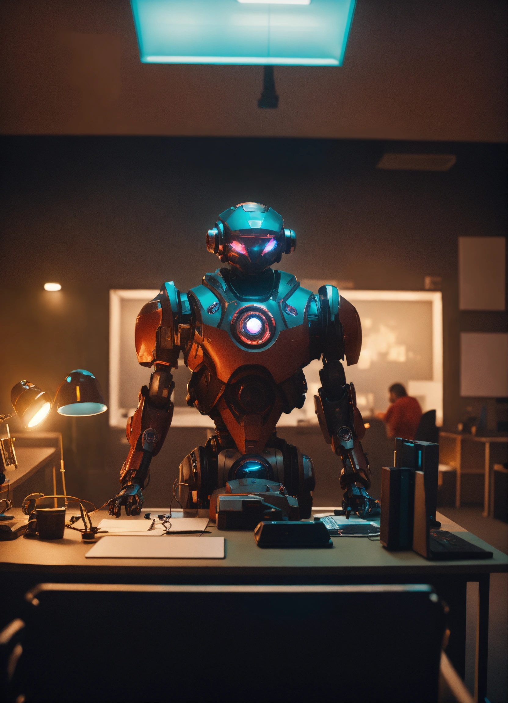 Lexica - Wide angle Environmental shot of AI Augmented Human ...