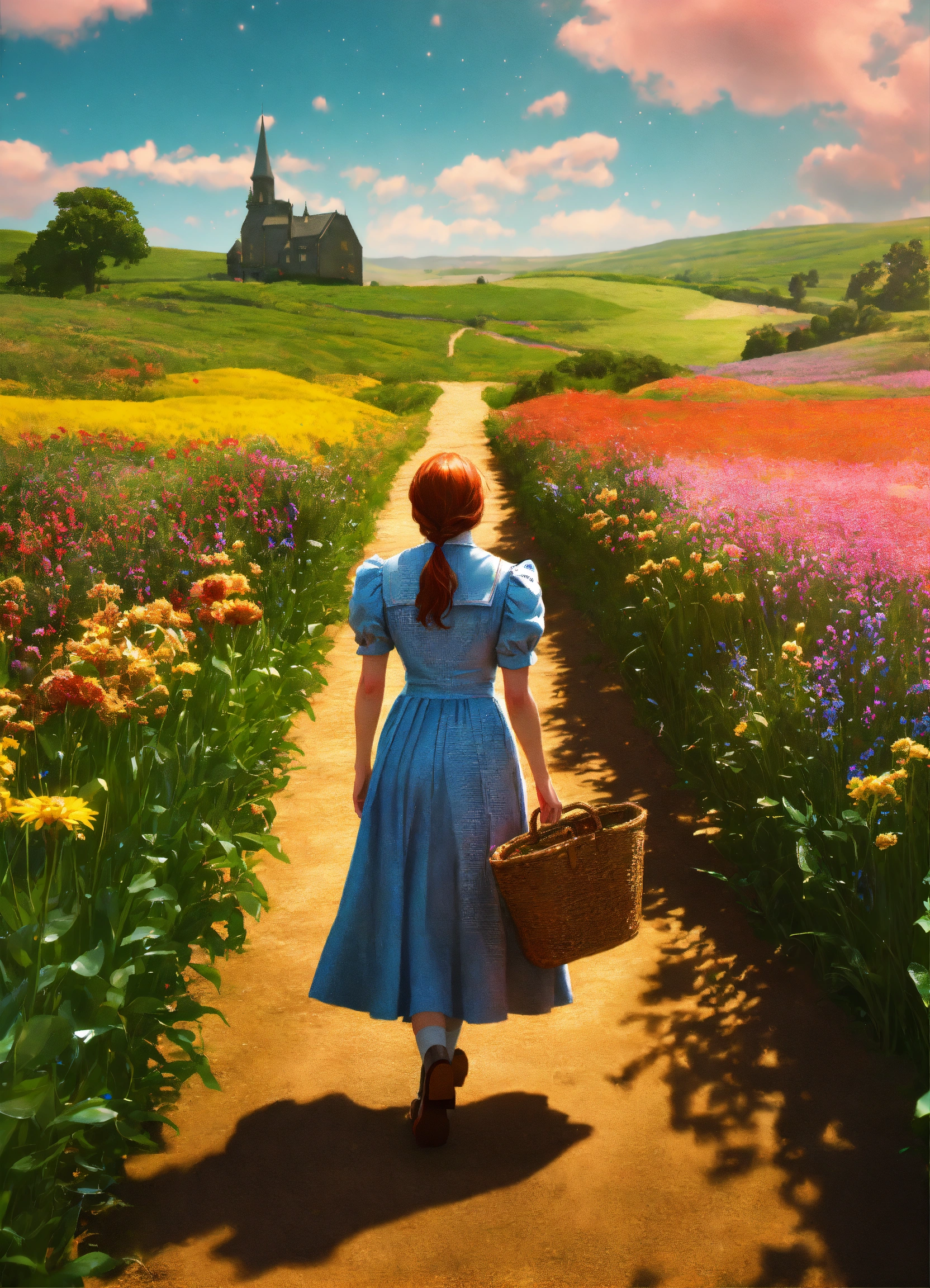 Lexica - A realistic photograph of Dorothy in The wizard of Oz walking ...