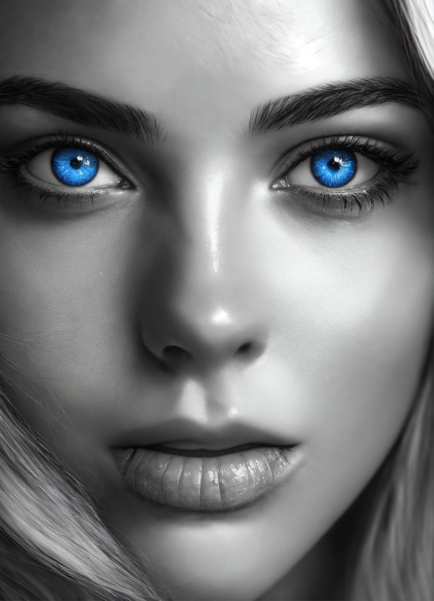 Lexica Photorealistic Blackandwhite Womans Face Blue Eyes Close Up Beautiful 8k 4338