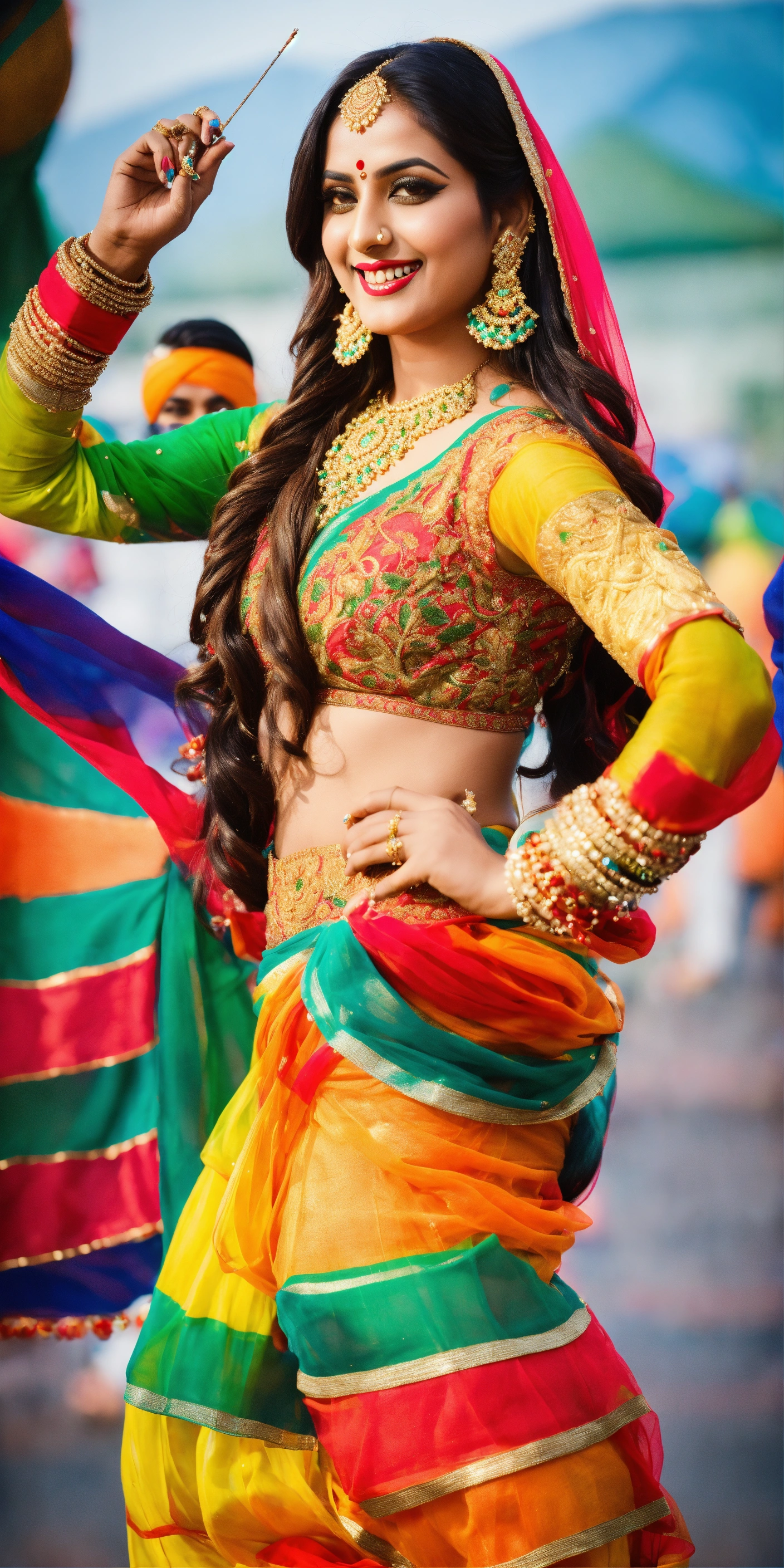 Lexica - 3 gorgeous sikh woman, performing bhangra, props in hand, in ...