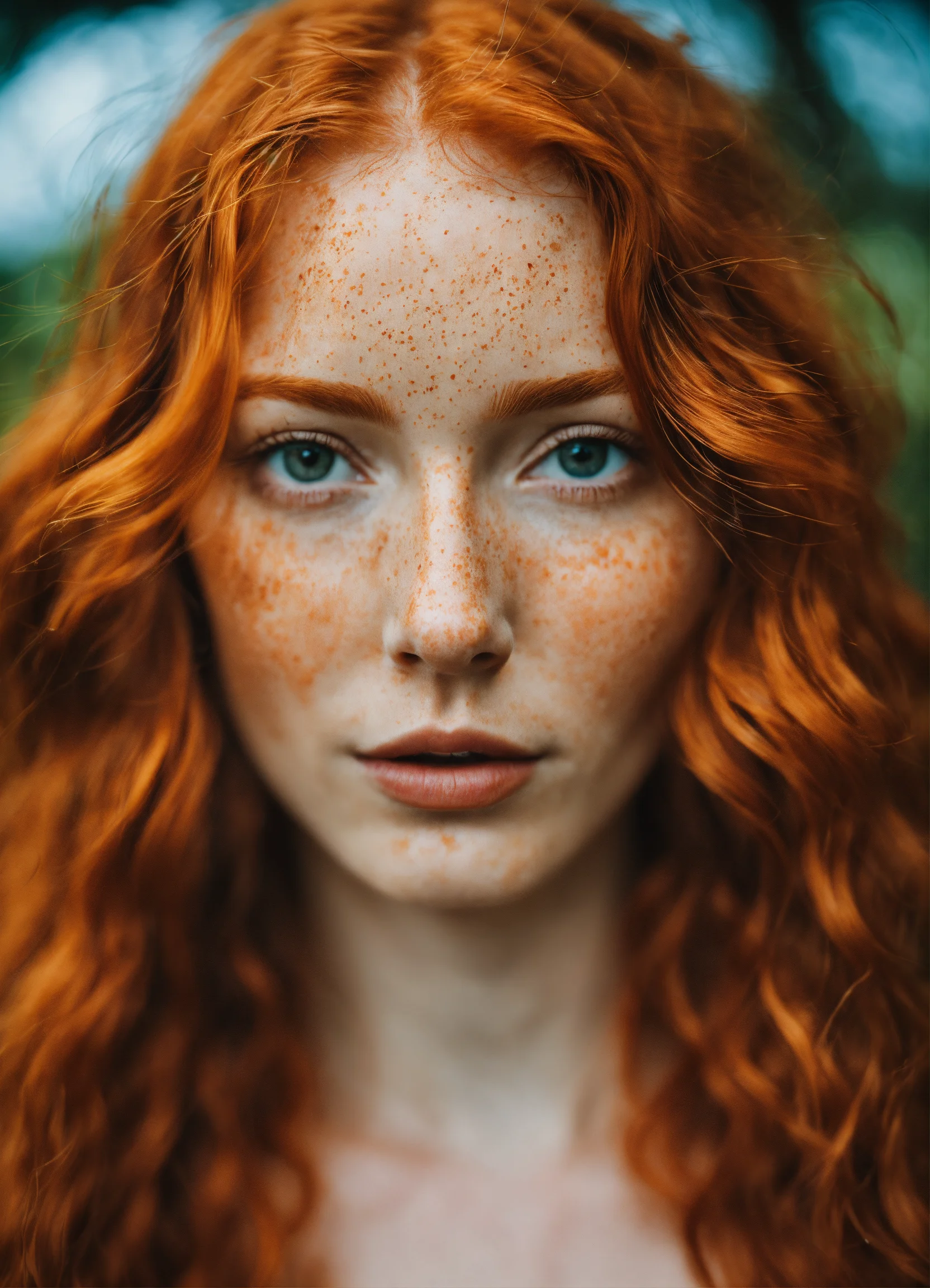 Lexica - Incredibly beautiful ginger haired woman with freckles. wavy ...