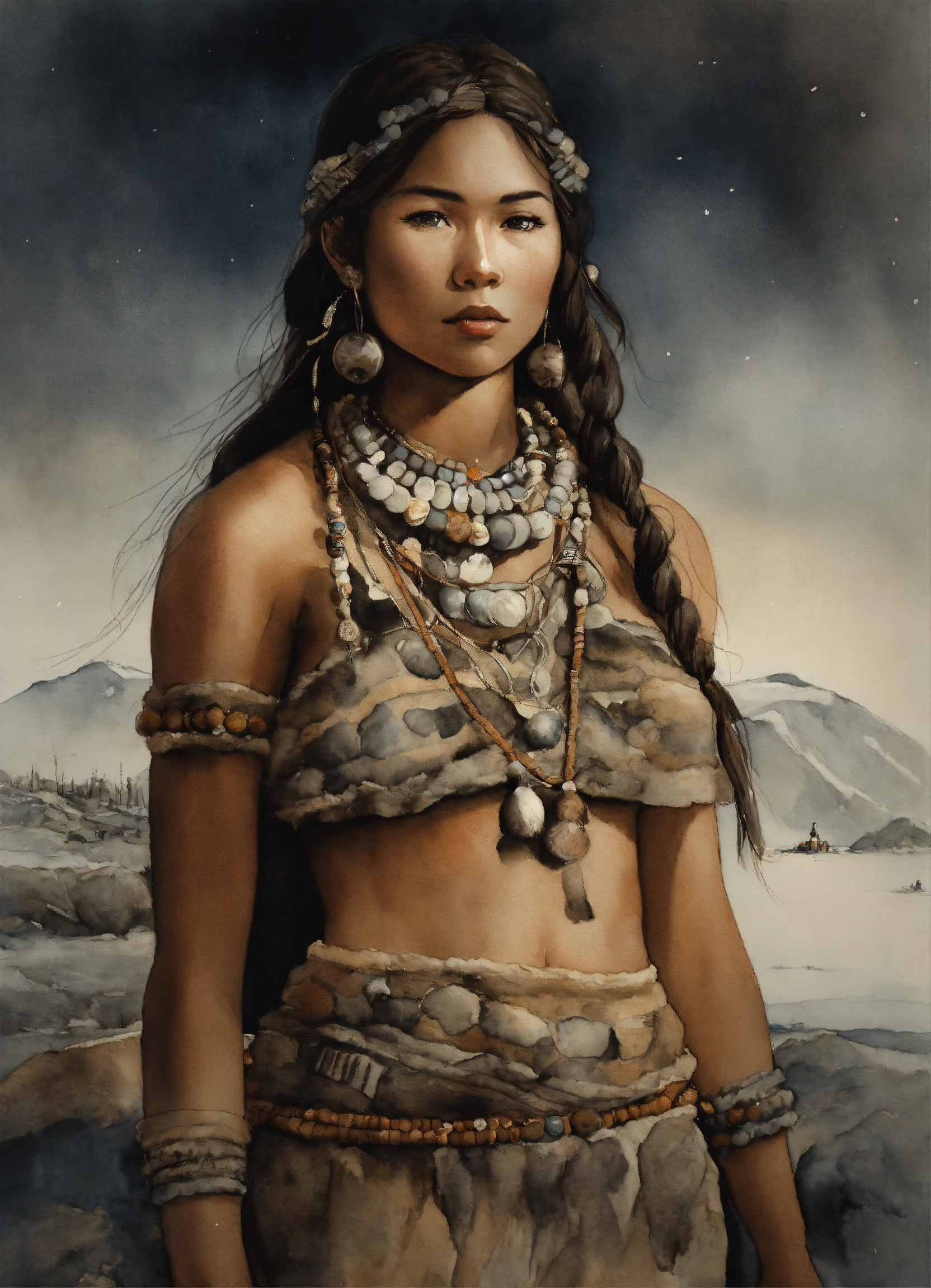 Lexica - Stone age Inuit woman, young, 18 years old, beautiful, wearing ...