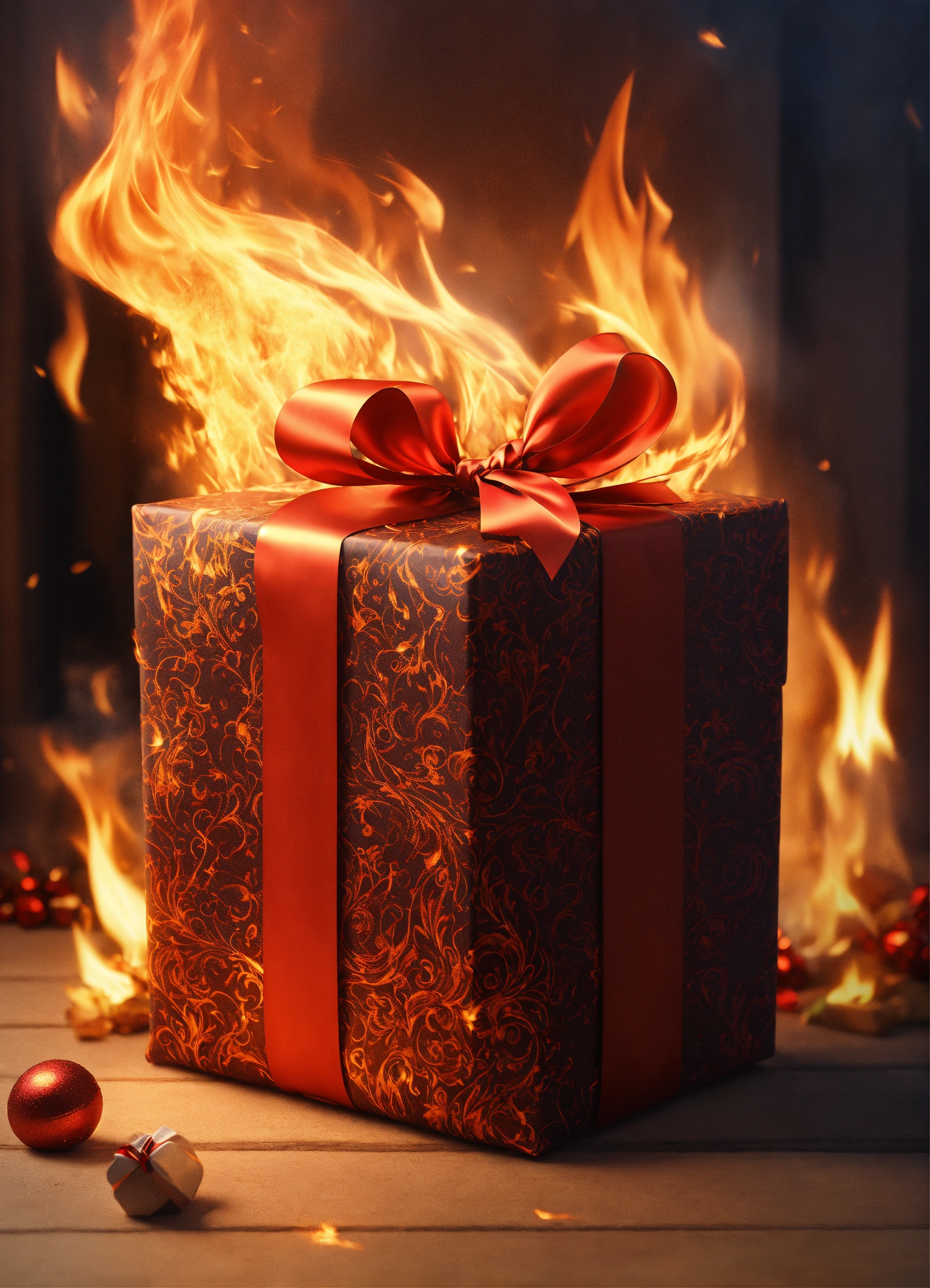 Lexica - Gift with fire realistic