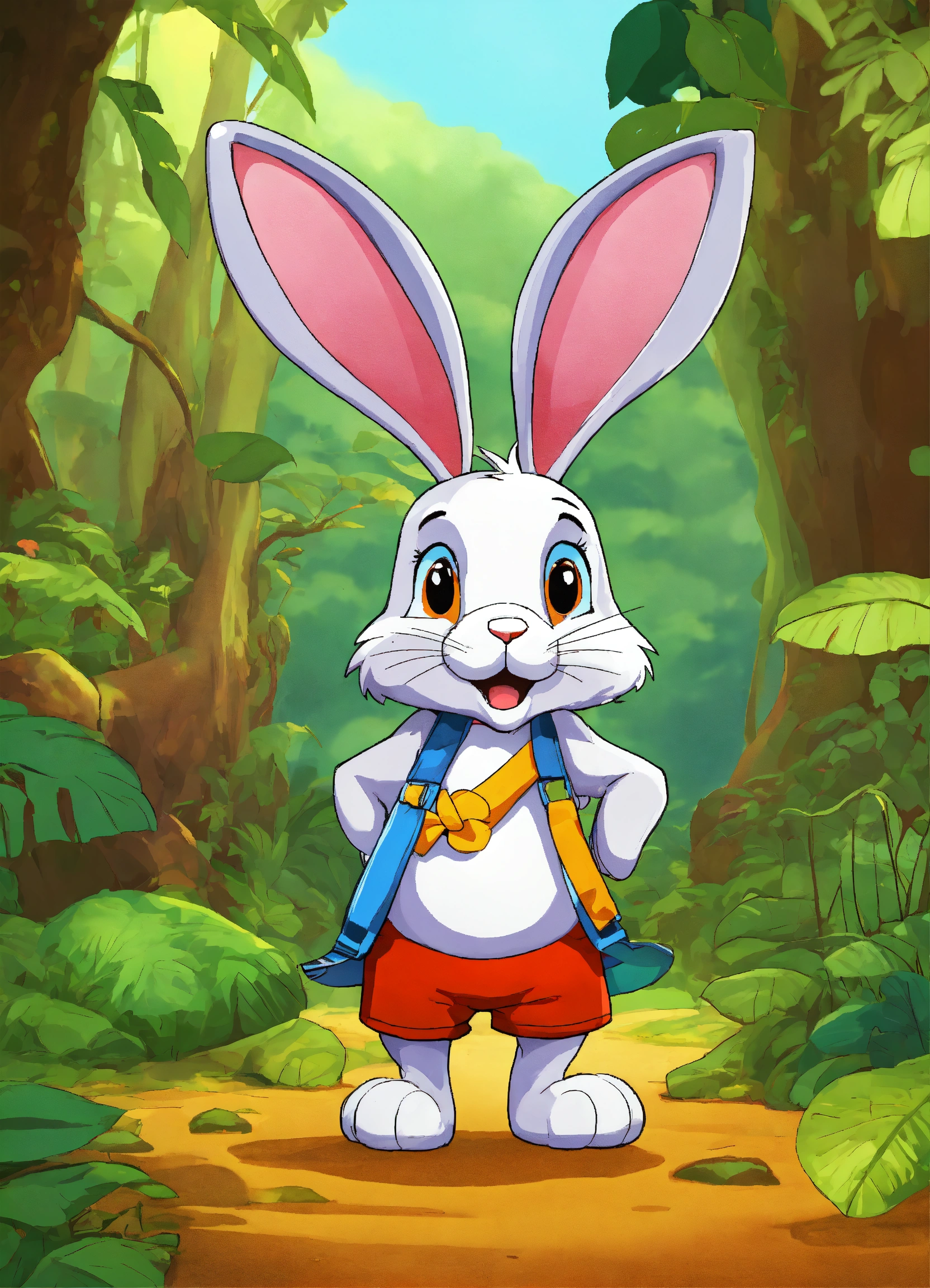 Lexica - Let cartoon big rabbit walk in jungle