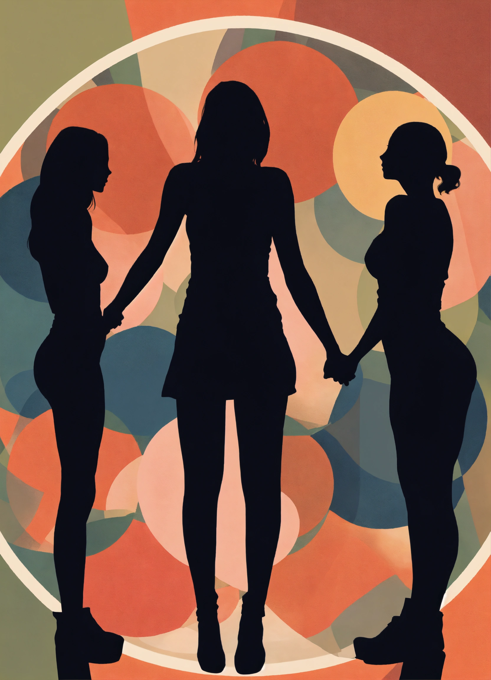 Lexica - 8 random female silhouettes, holding hands, in a circle