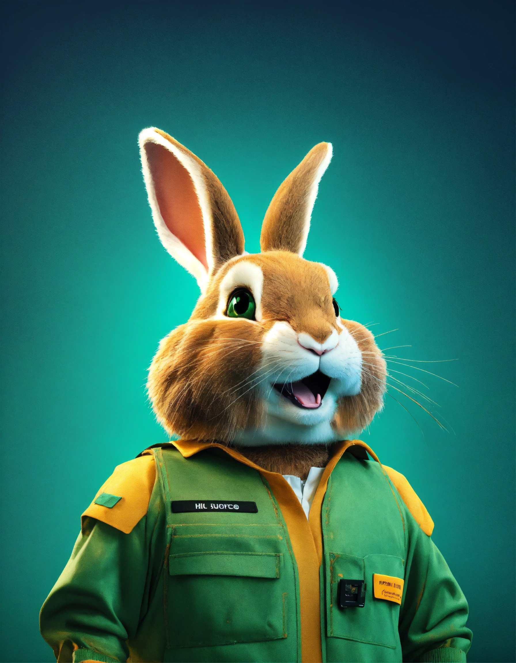 Lexica - A smiling rabbit, service worker costume, high resolution ...
