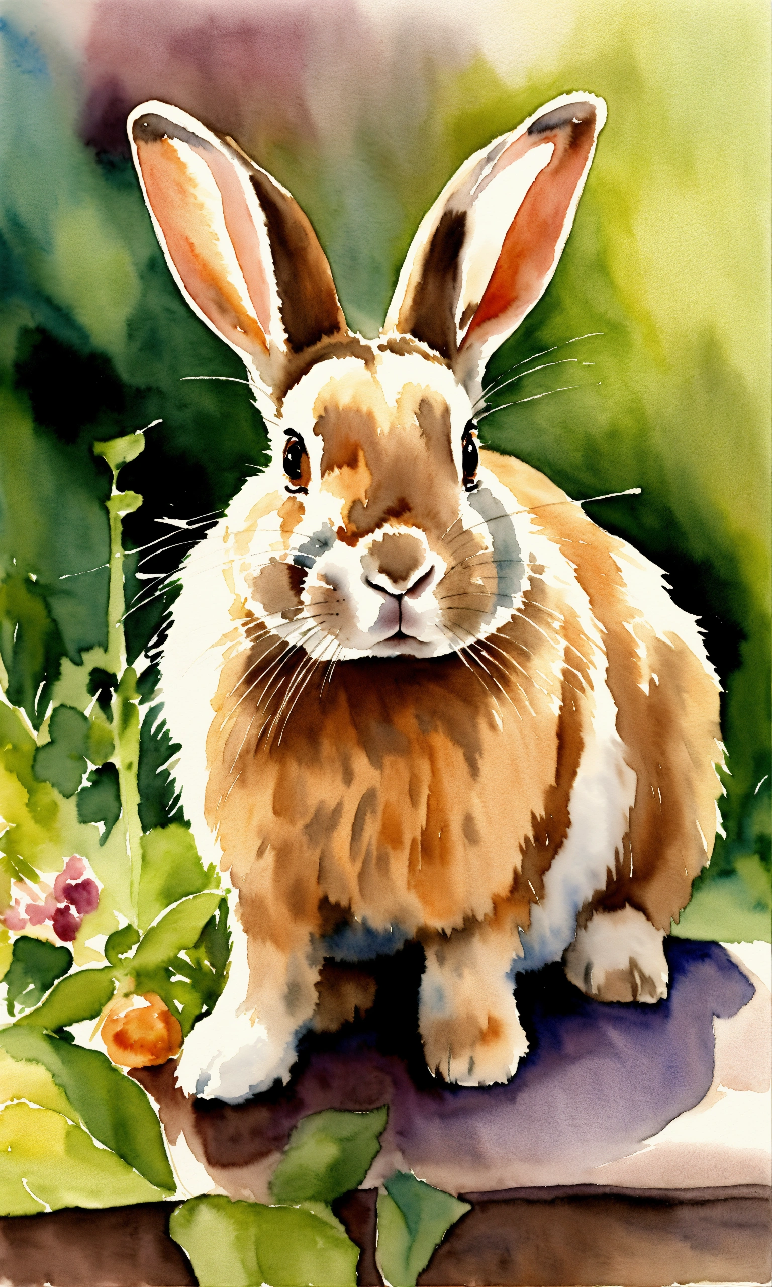 Lexica - Watercolor of a sweet rabbit
