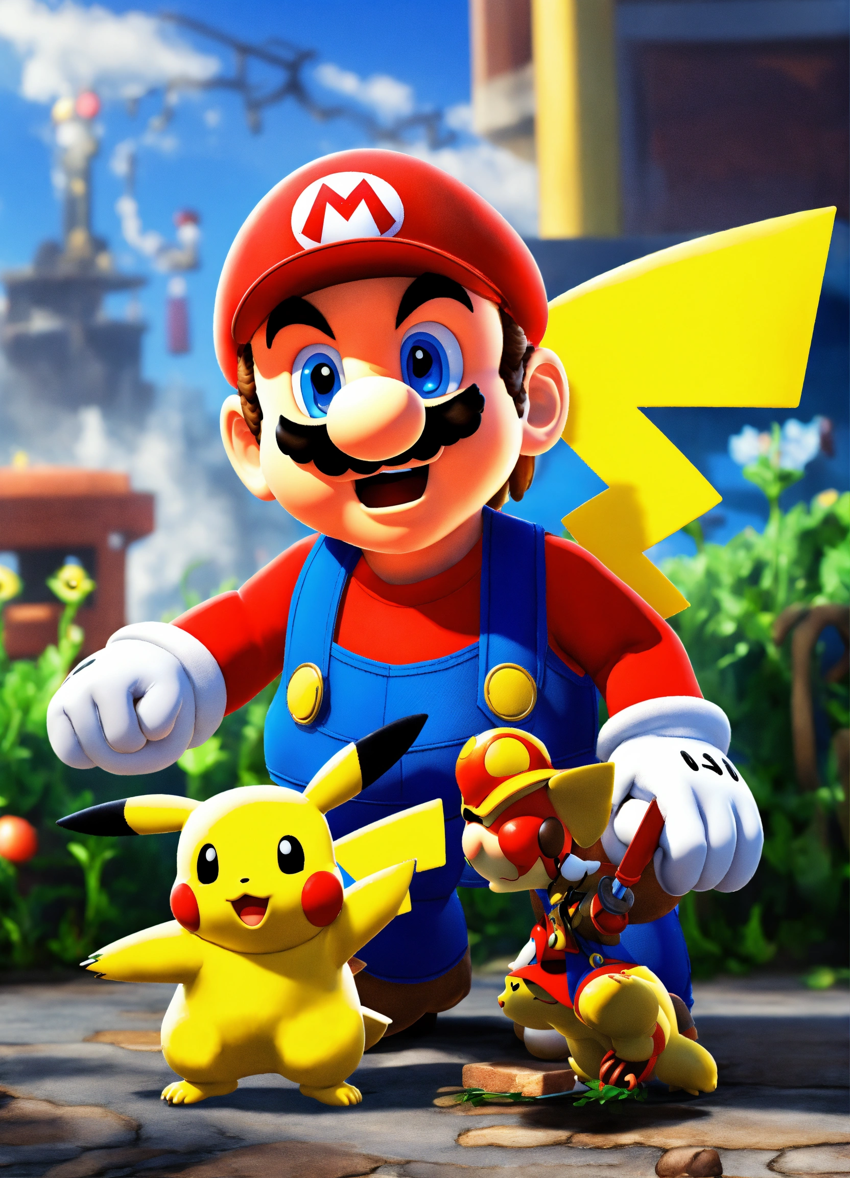 Lexica - Mario meets pikachu