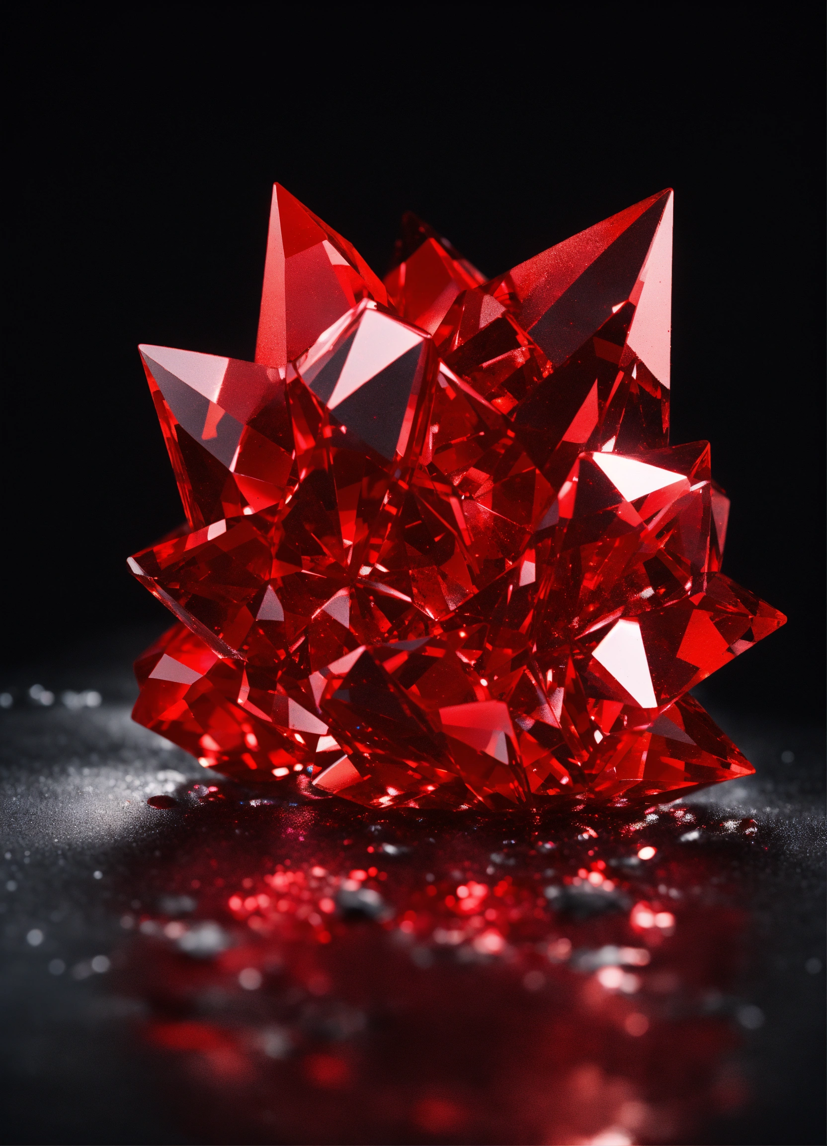 Lexica - Hyper realistic red opaque sparkling crystals in air with ...