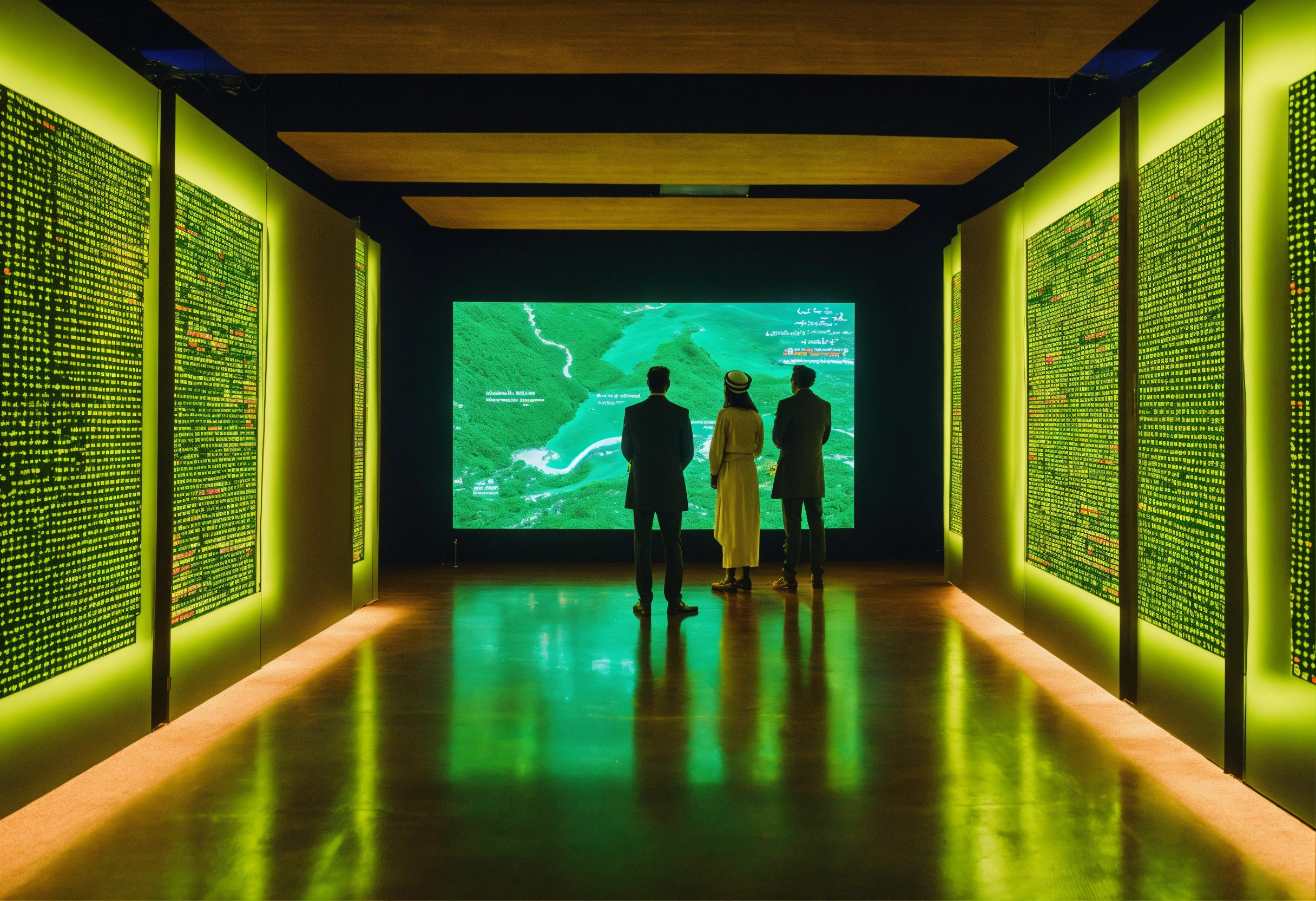 Lexica - A photograph of interior of a small immersive cylinder screen ...